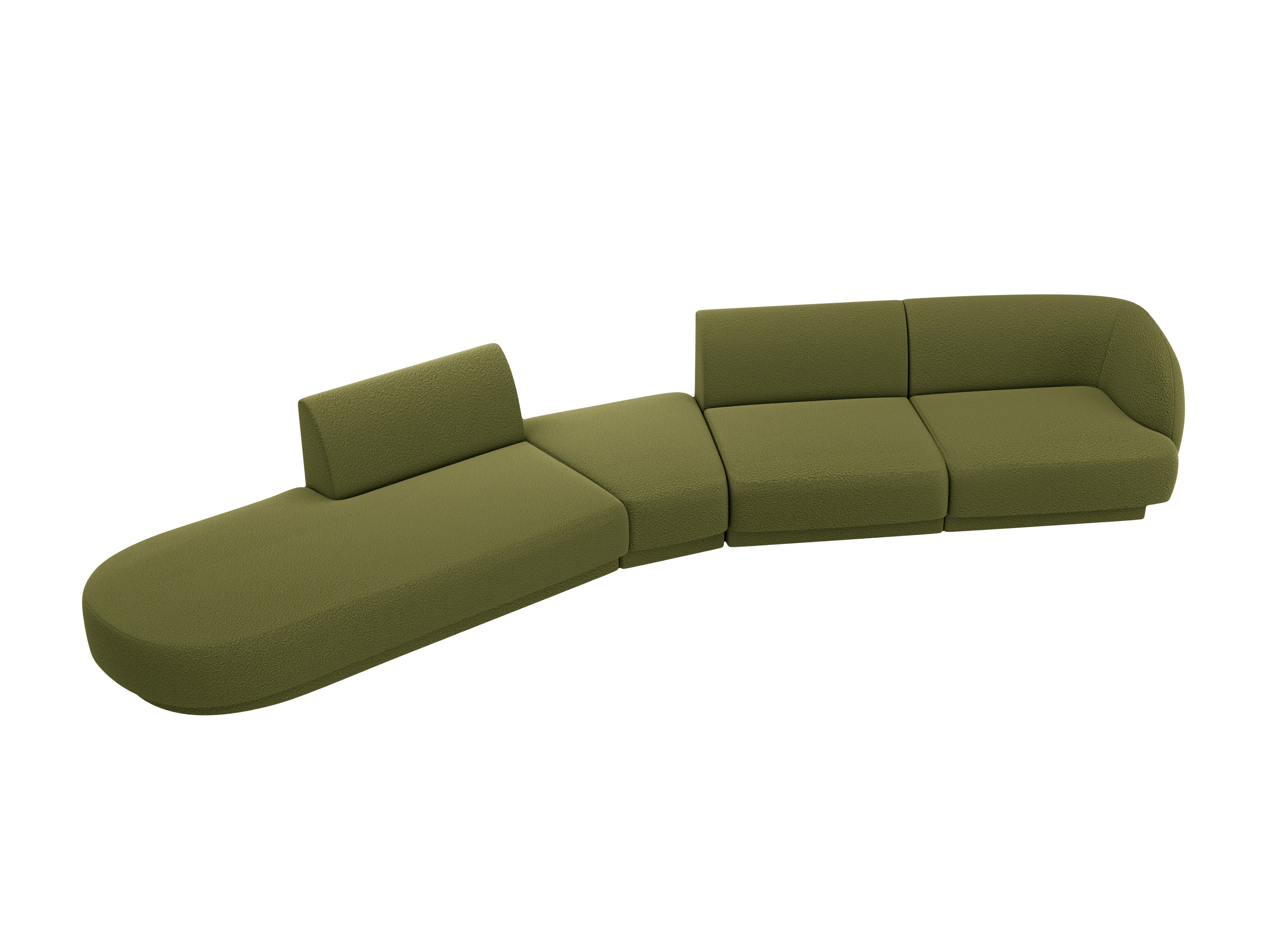 Left-facing modular corner sofa for 7 people MILEY green boucle