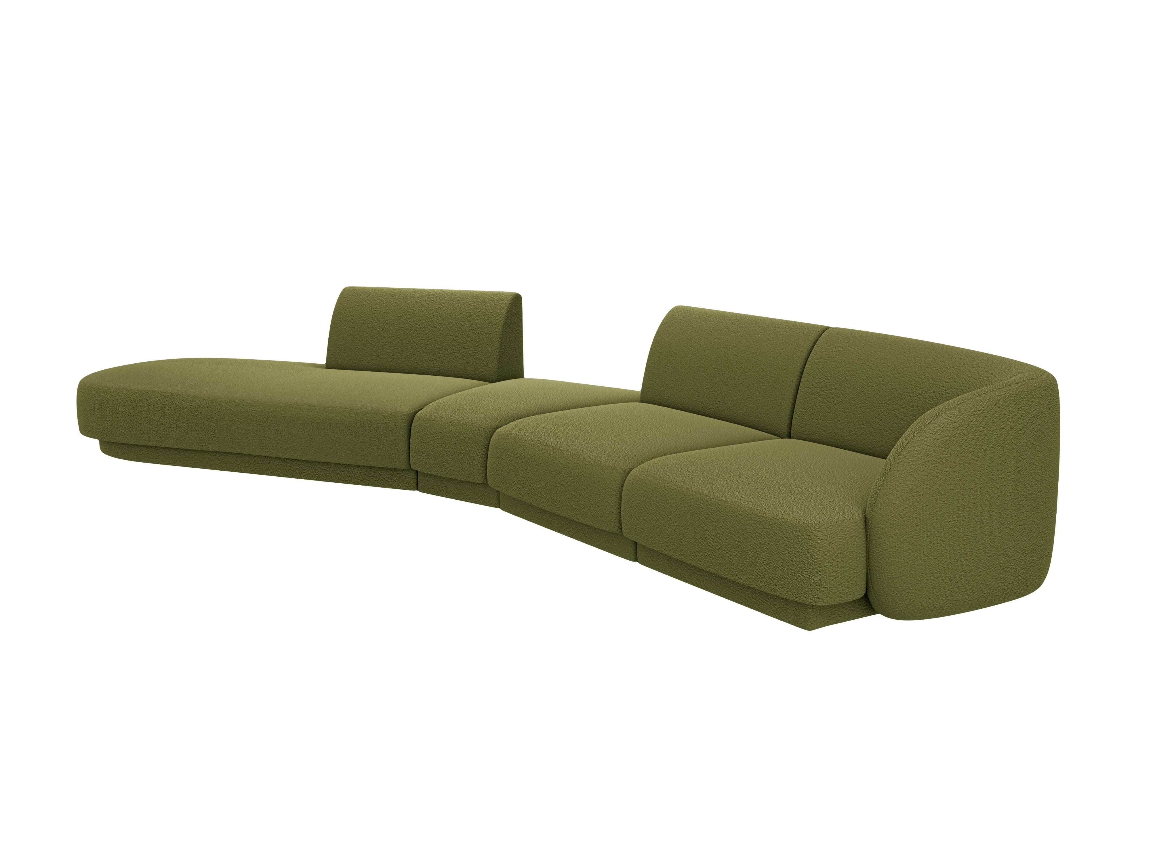 Left-facing modular corner sofa for 7 people MILEY green boucle