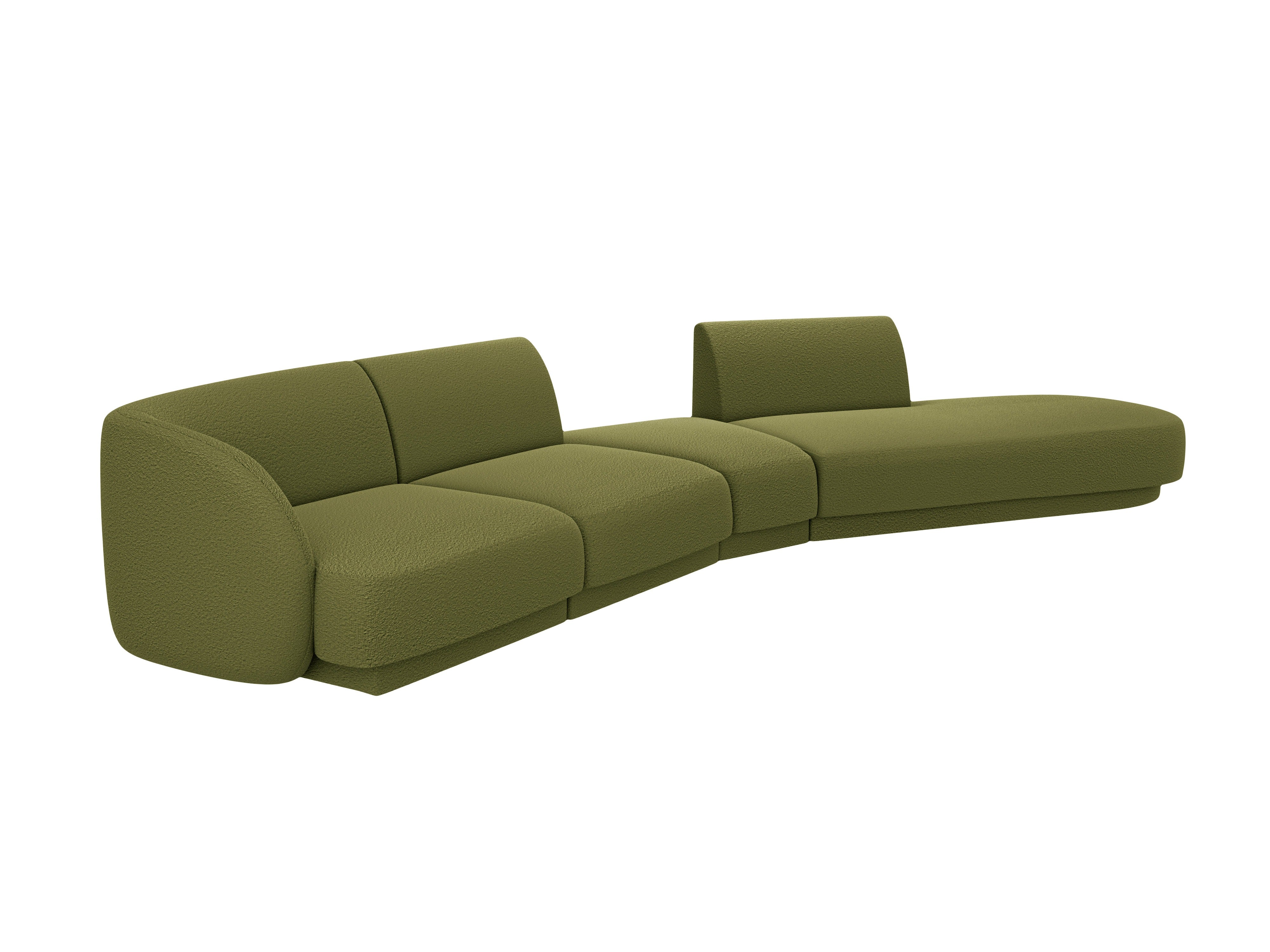 Modularer Ecksofa rechtsseitig für 7 Personen MILEY grün Boucle