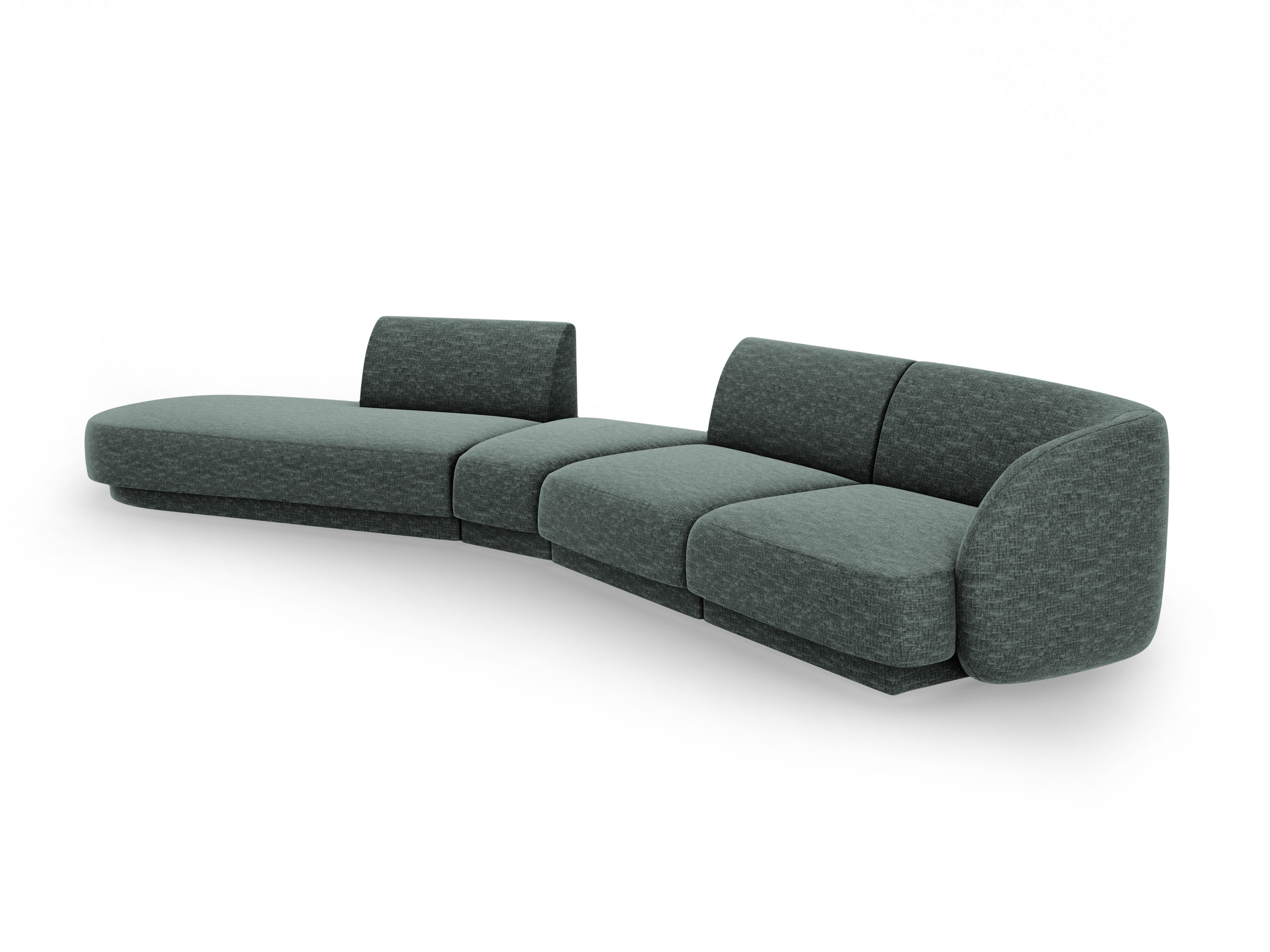 Modulares Ecksofa linksseitig für 7 Personen MILEY petrolblau samtig