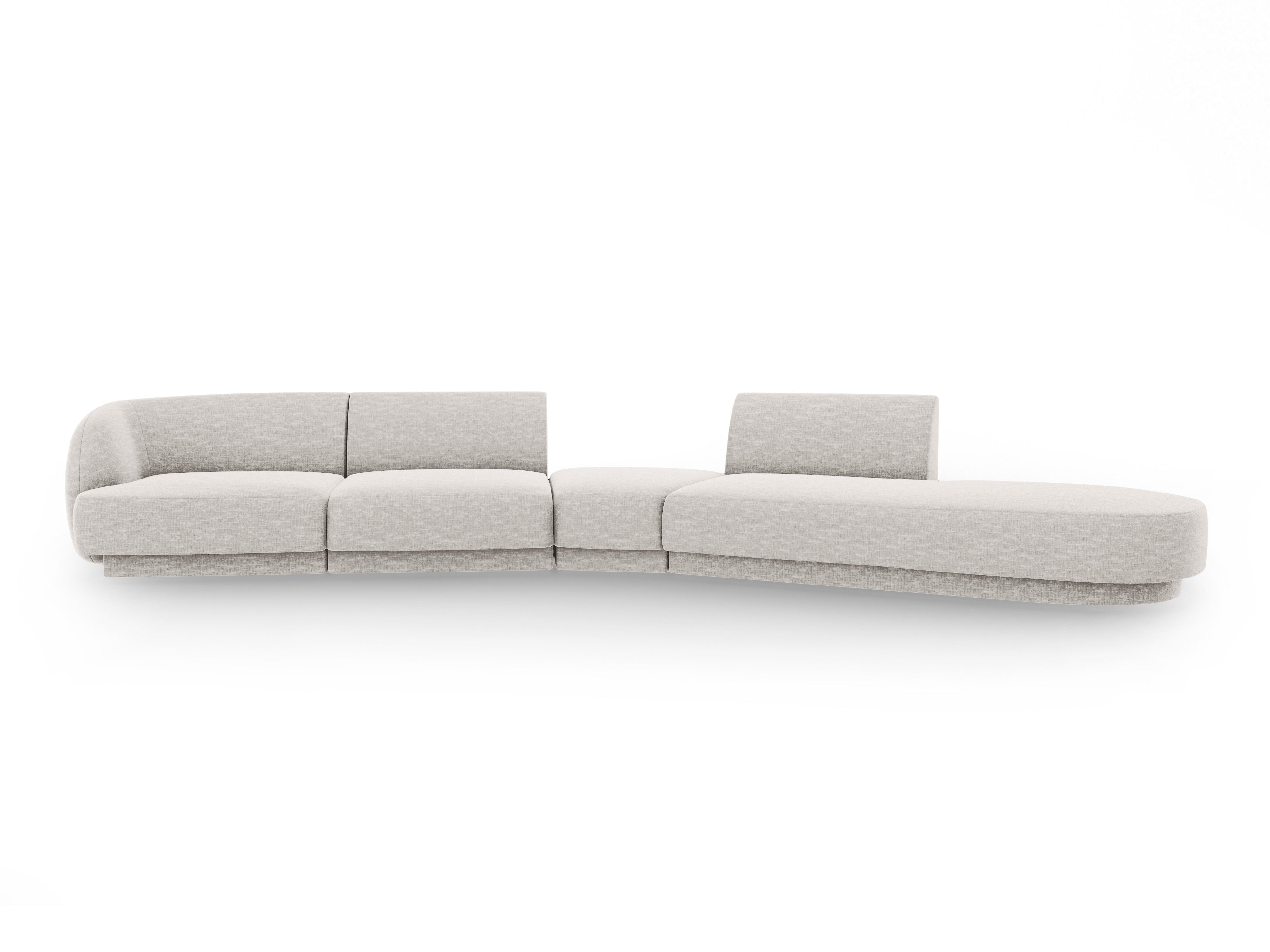 Modulares Ecksofa rechtsseitig für 7 Personen MILEY hellgrau samtig