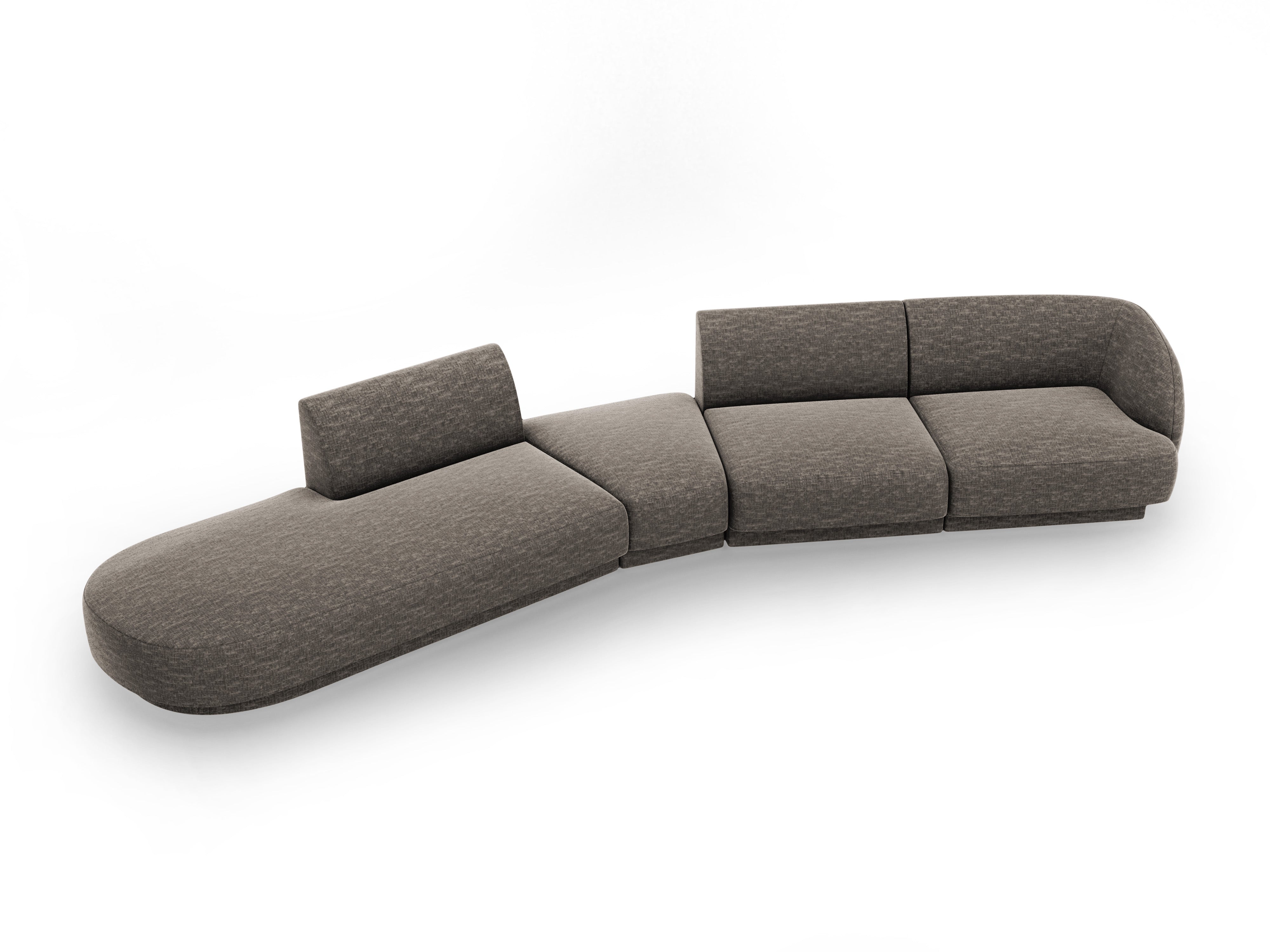 Modulares Ecksofa linksseitig für 7 Personen MILEY dunkelgrau samtig