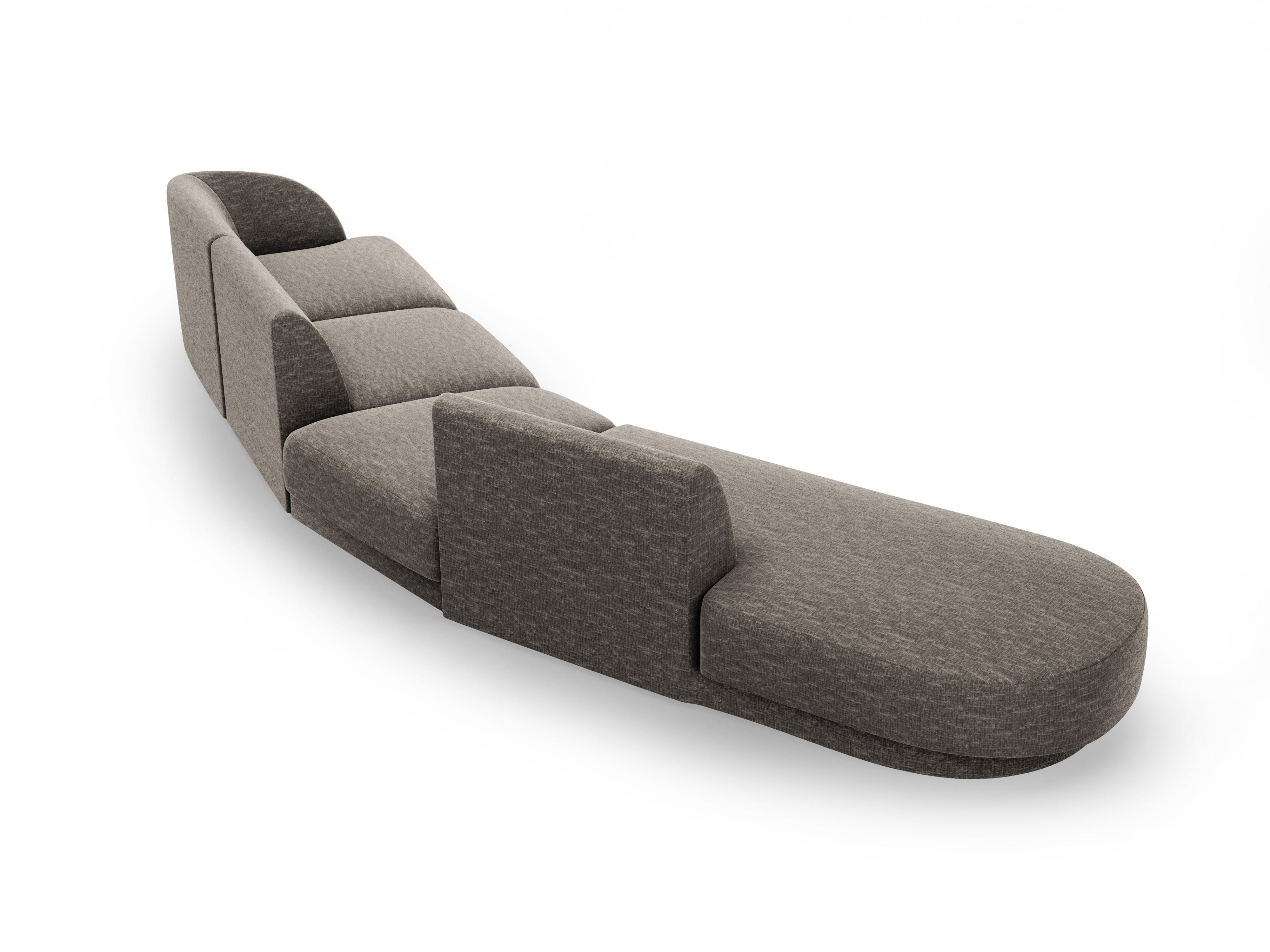 Modulares Ecksofa linksseitig für 7 Personen MILEY dunkelgrau samtig