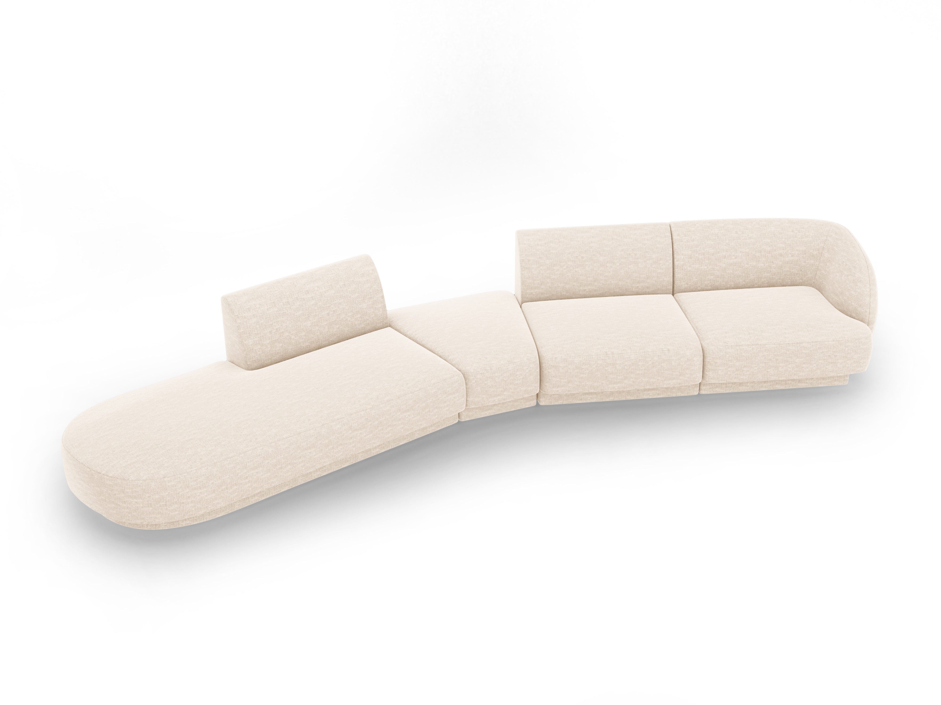 Left-facing modular corner sofa for 7 people MILEY ivory chenille
