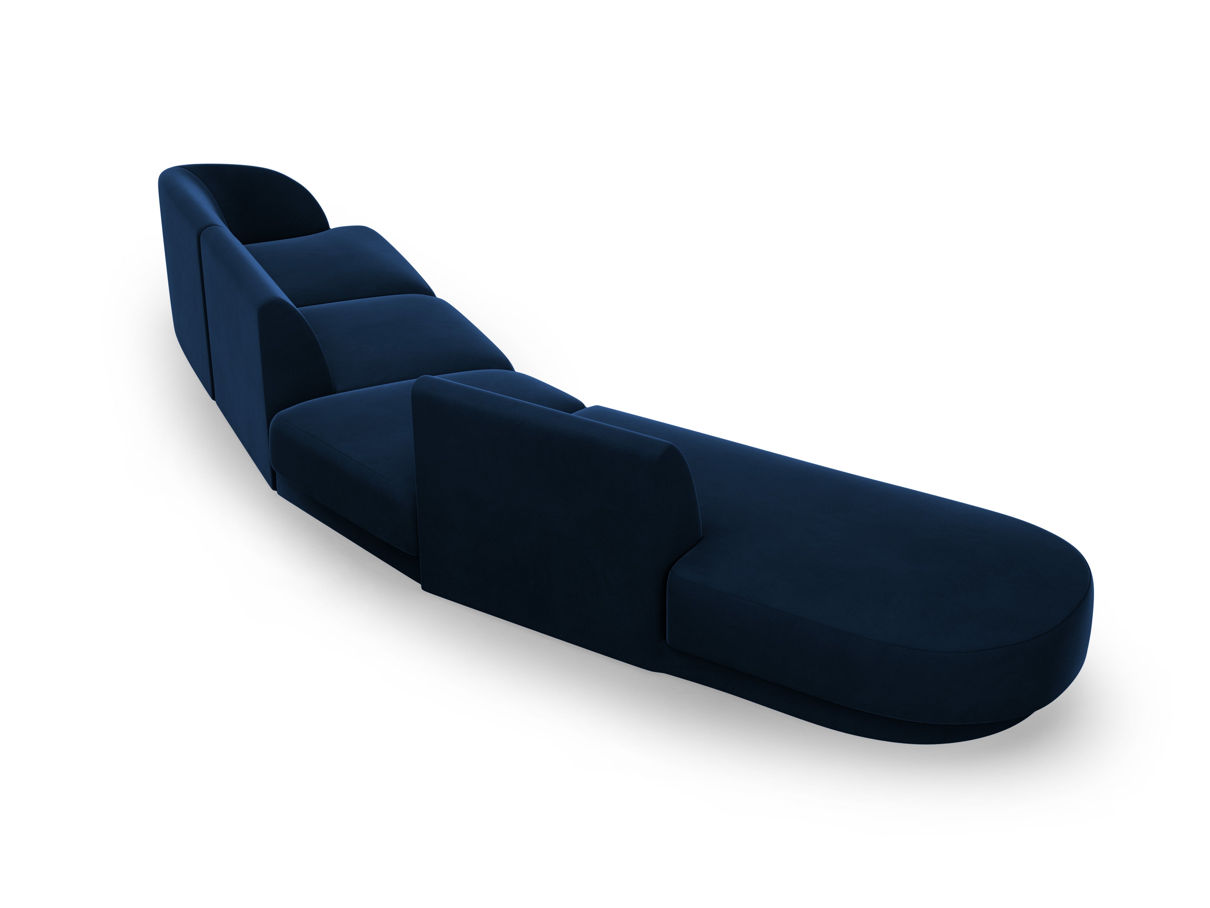 Modular velvet left-sided corner sofa for 7 people MILEY royal blue