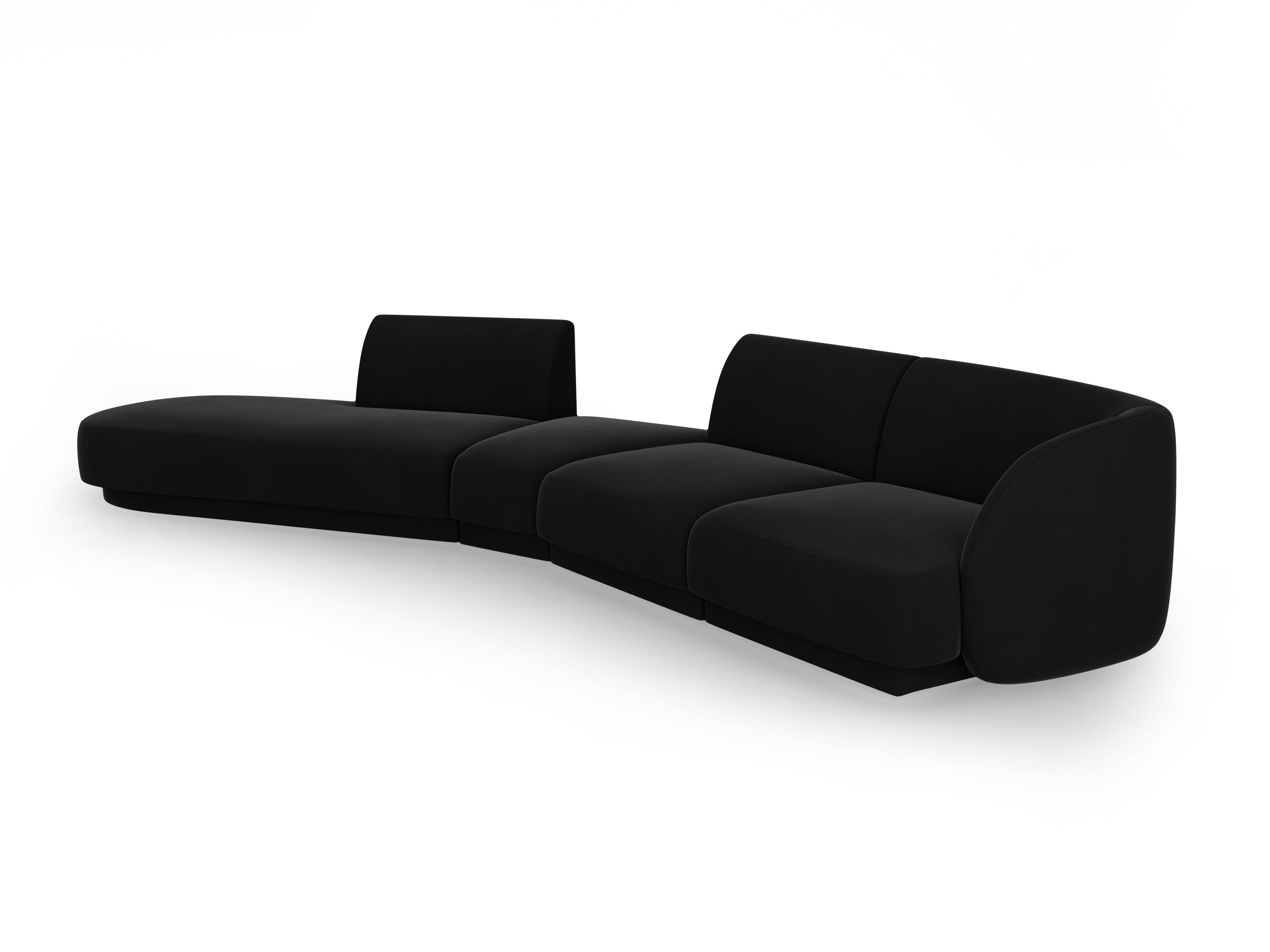Modulares Samt-Ecksofa linksseitig für 7 Personen MILEY schwarz