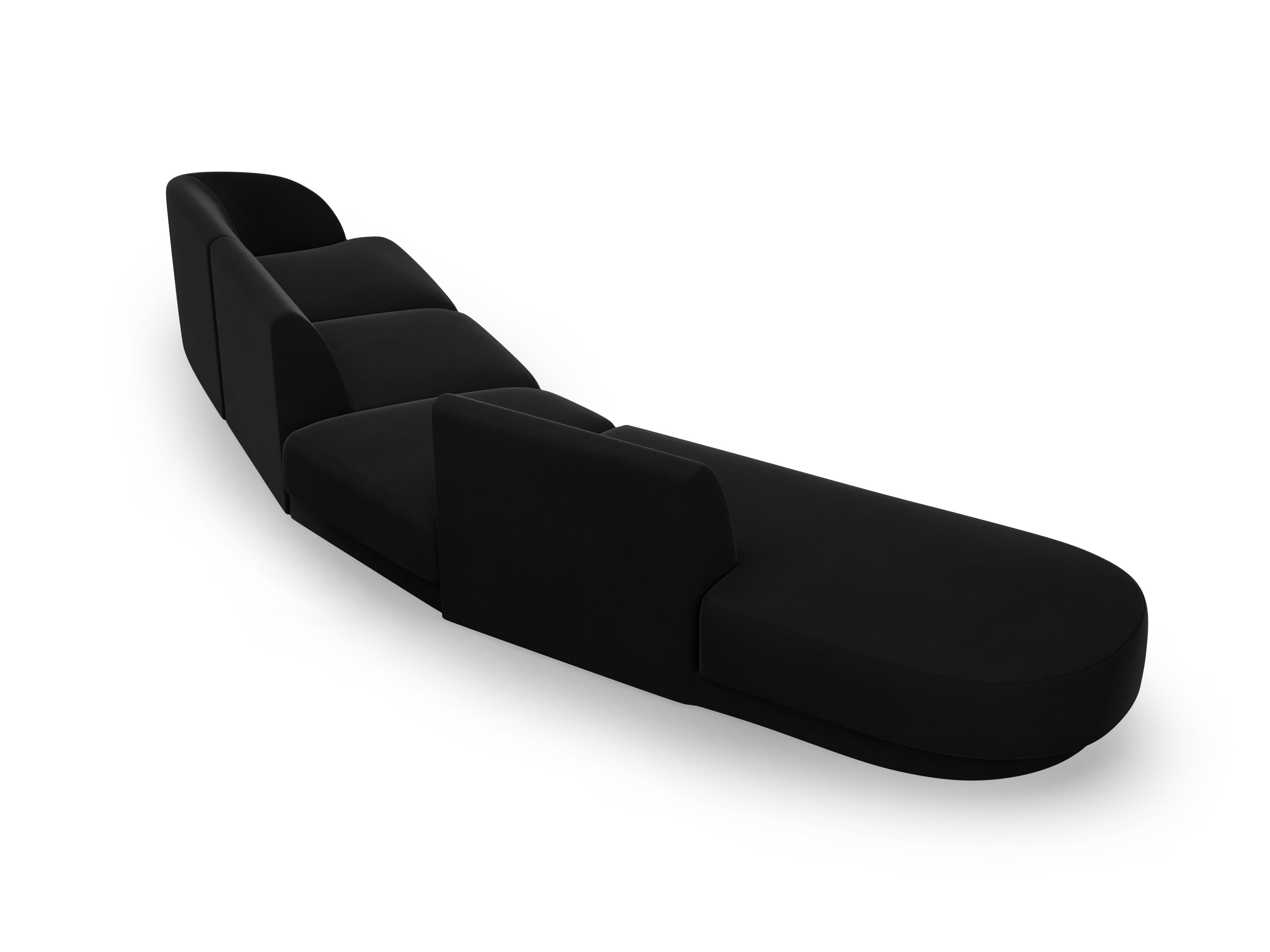 Modulares Samt-Ecksofa linksseitig für 7 Personen MILEY schwarz