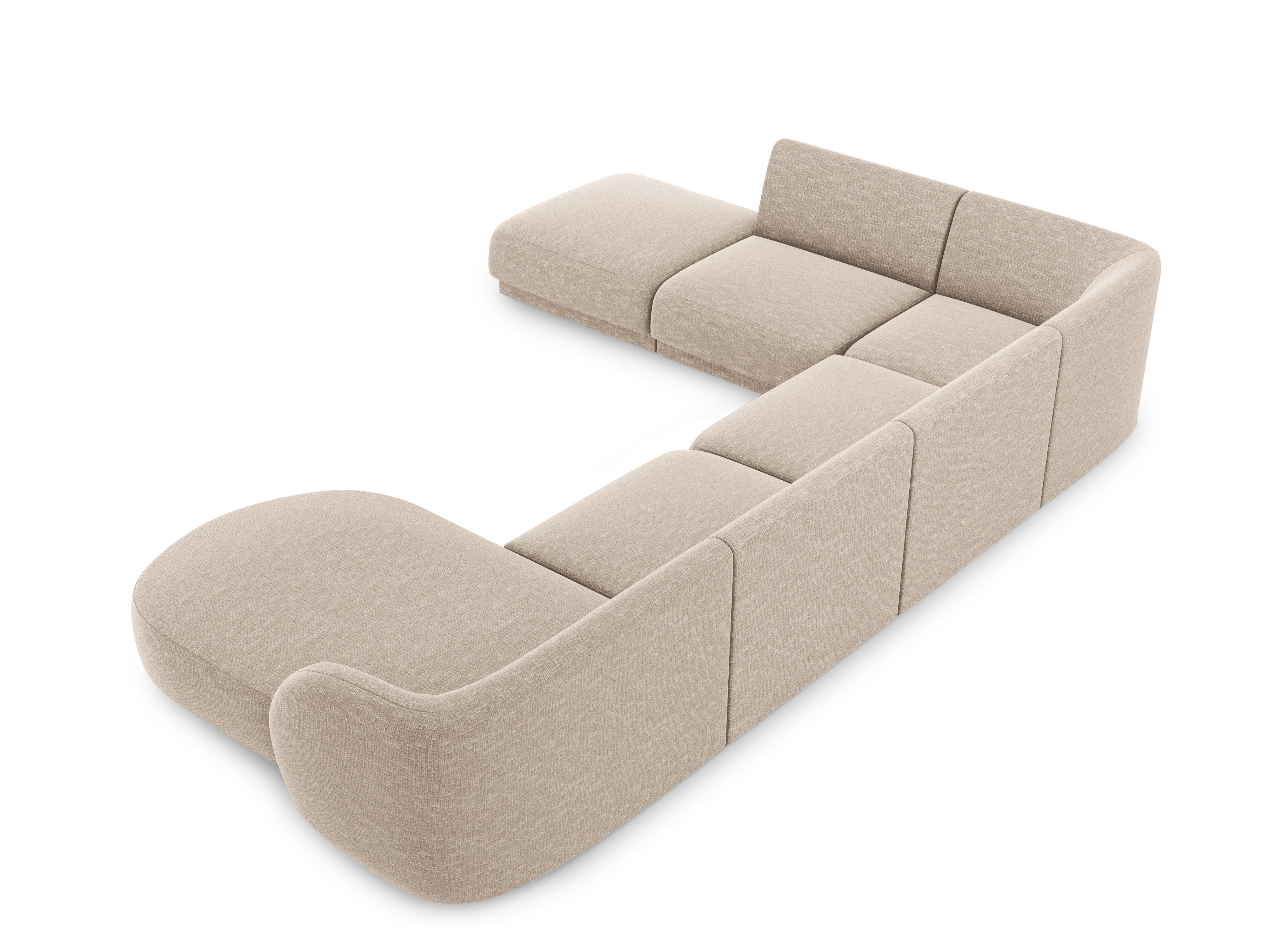 U-vormige linkerhoekbank MILEY beige chenille