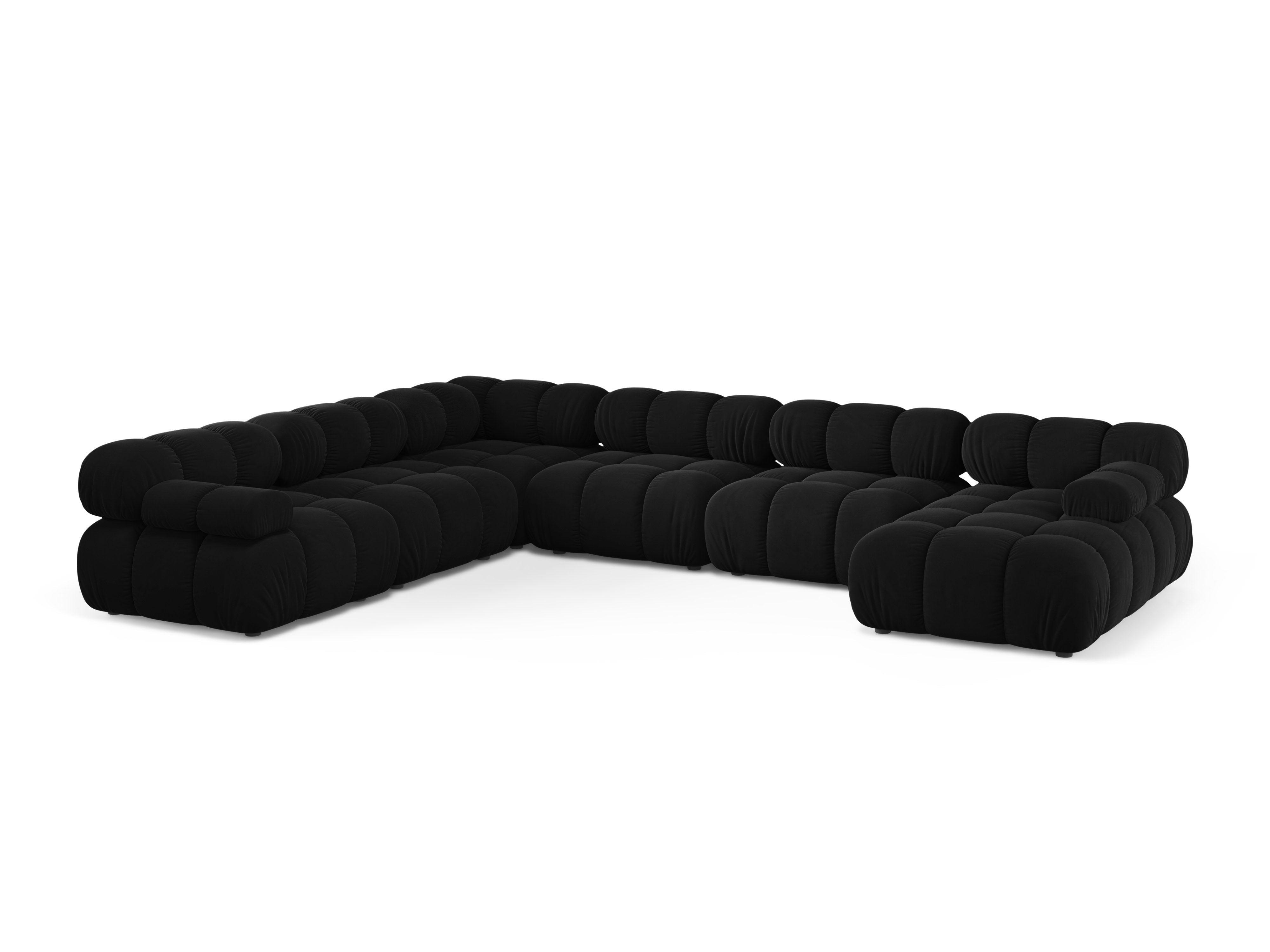 Panoramisch velvet hoekbank BELLIS links zwart