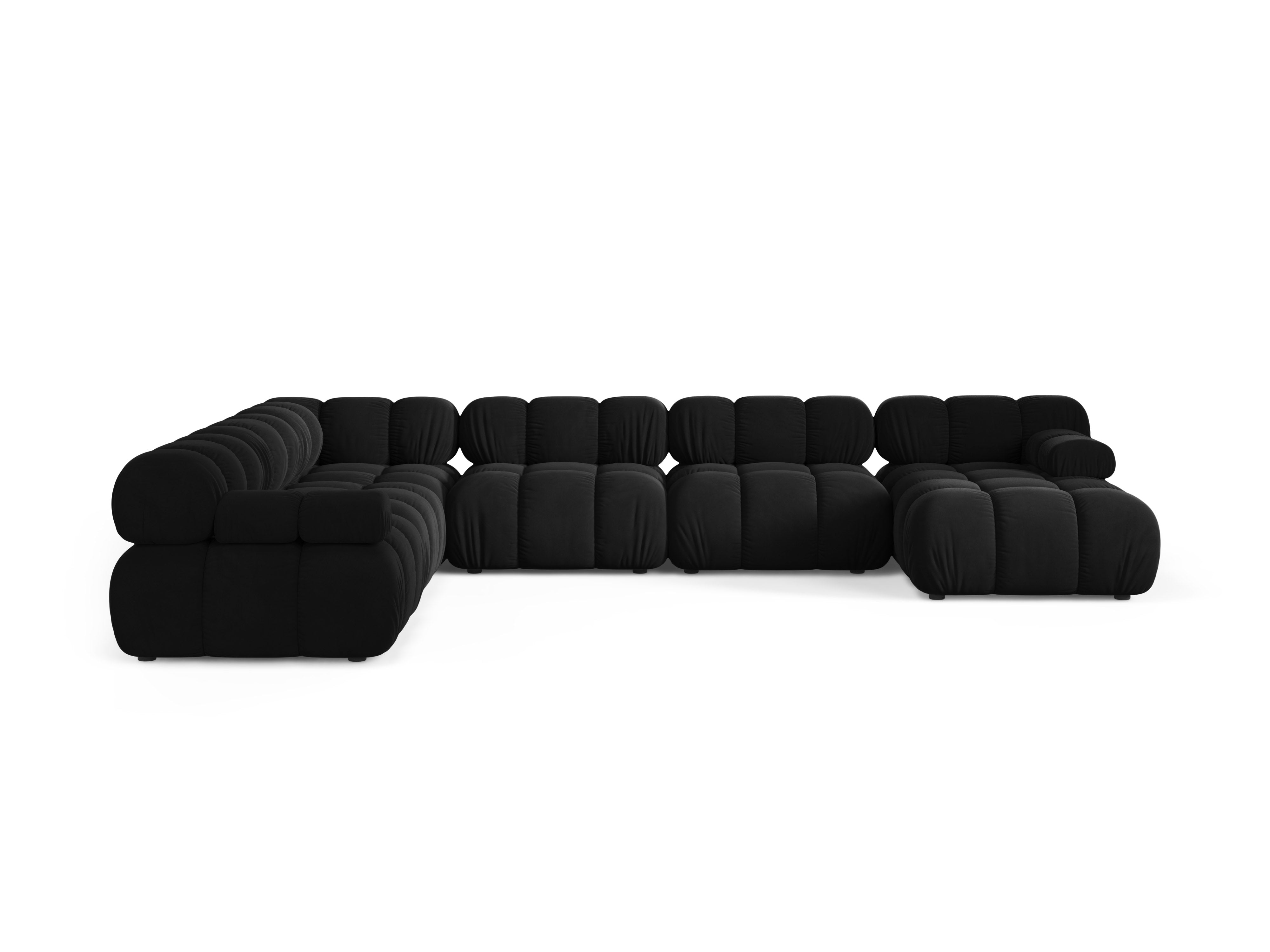 Panoramisch velvet hoekbank BELLIS links zwart