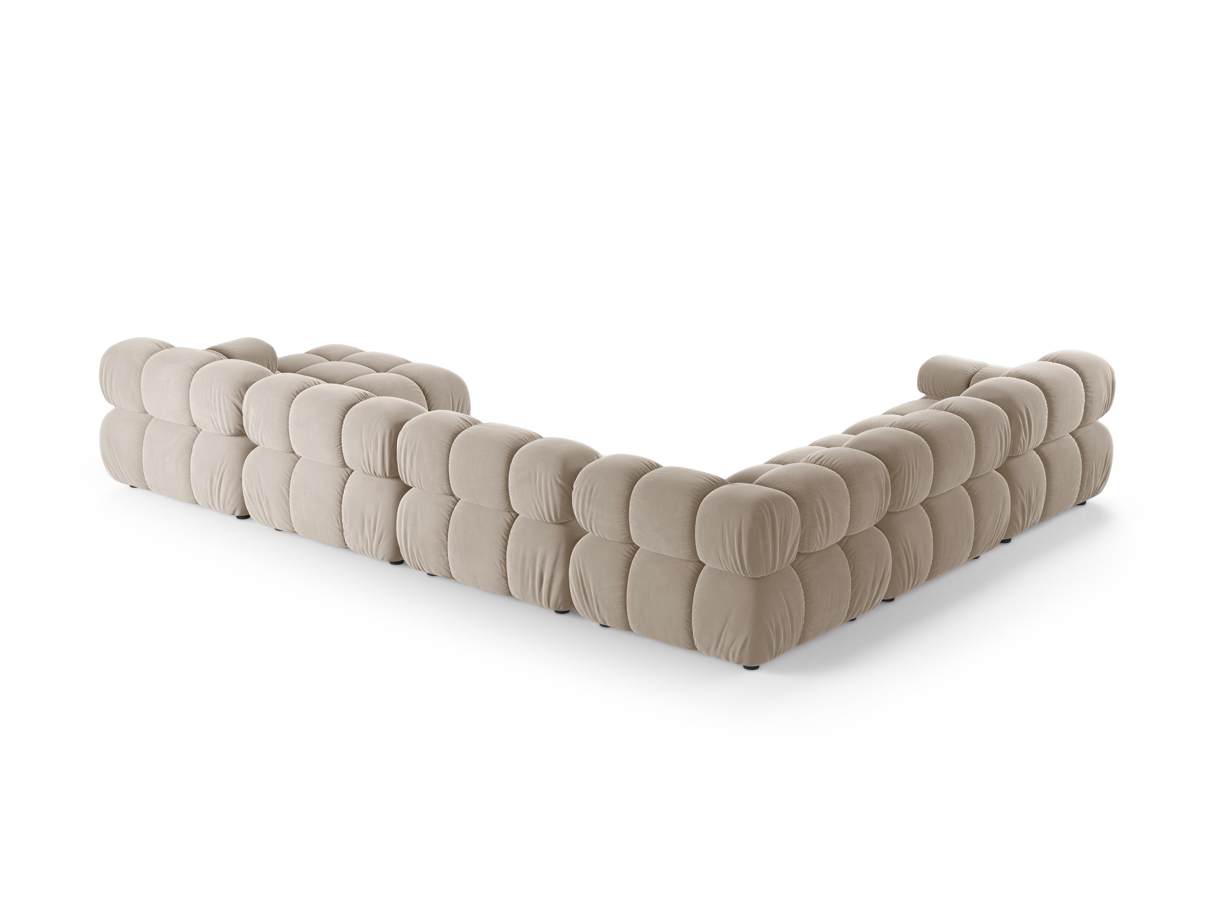 Panoramisch hoekbank van fluweel, links BELLIS, beige
