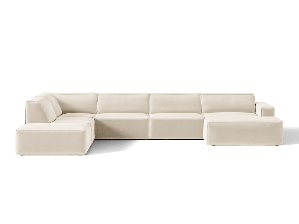 Sofa panoramisch fluweel links JODIE lichtbeige