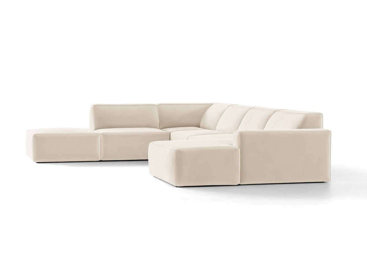 Sofa panoramisch fluweel links JODIE lichtbeige