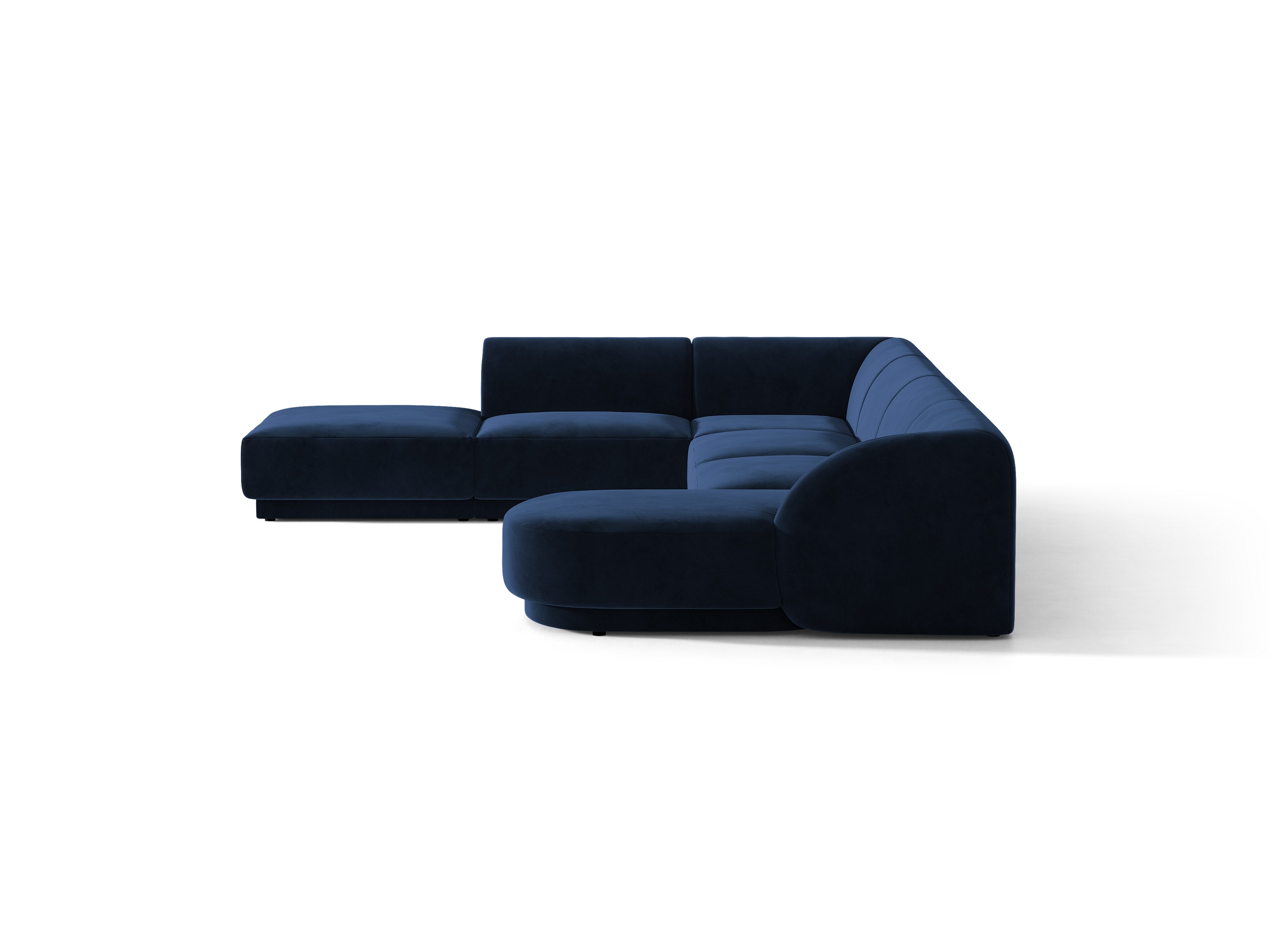 Velours hoekbank voor 6 personen in U-vorm, links MILEY, marineblauw