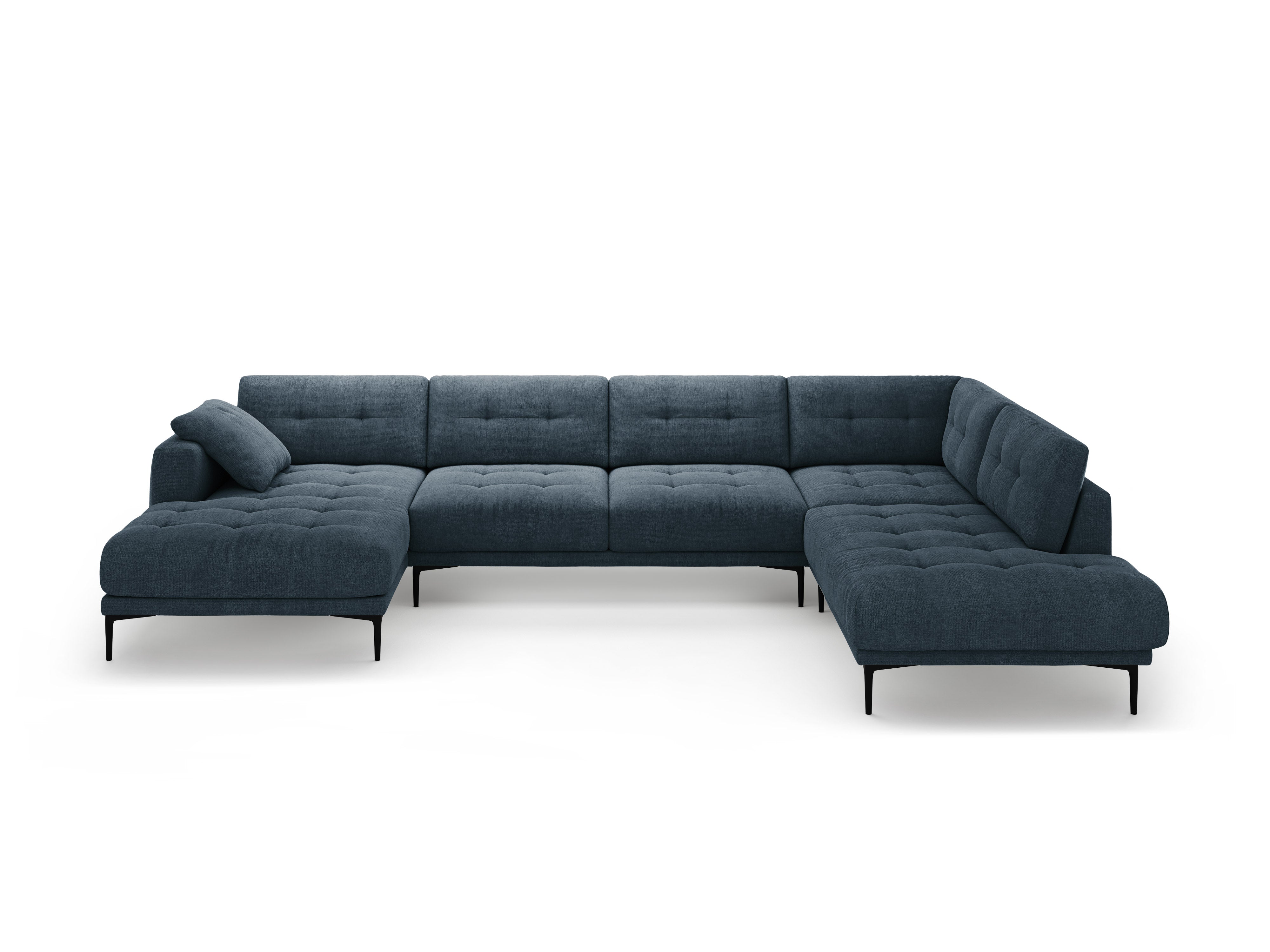 Panoramische rechterhoekbank BEMY donkerblauw chenille