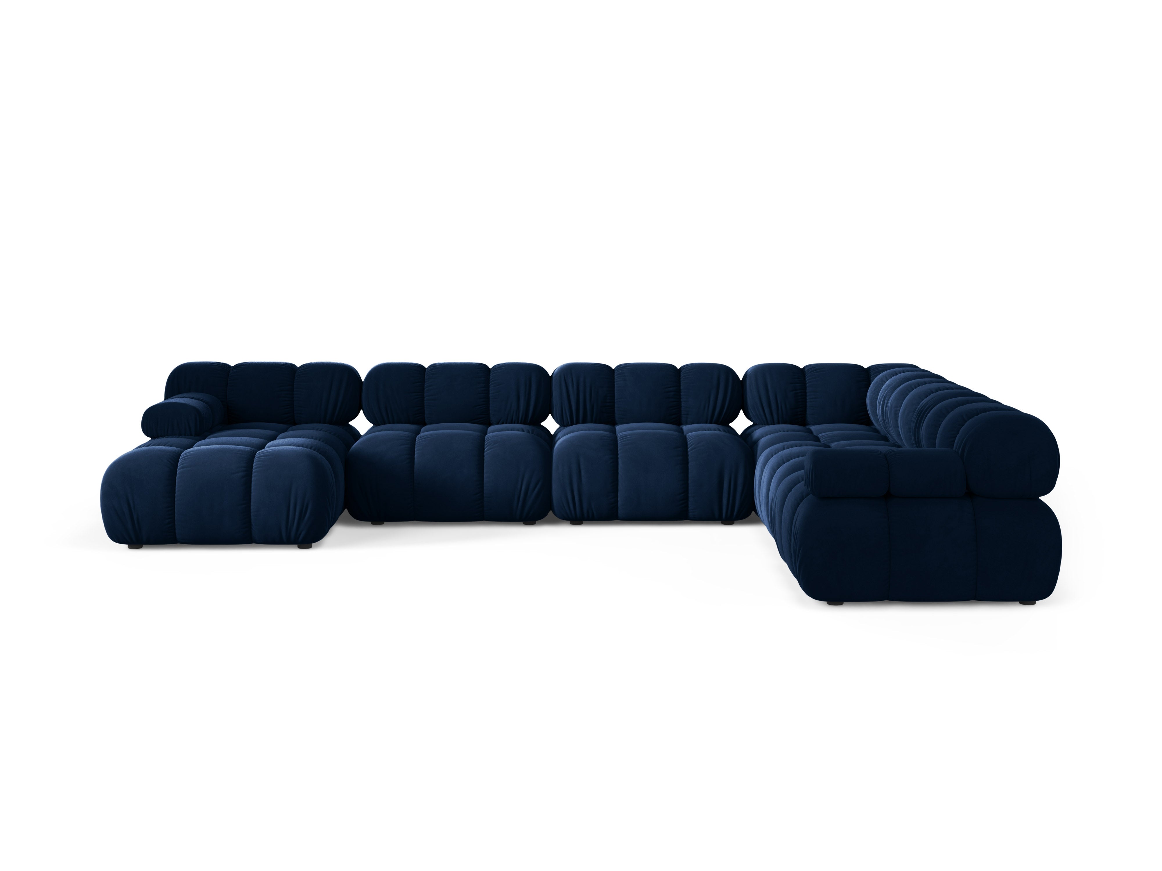 Panoramische fluwelen hoekbank rechts BELLIS in koninklijk blauw