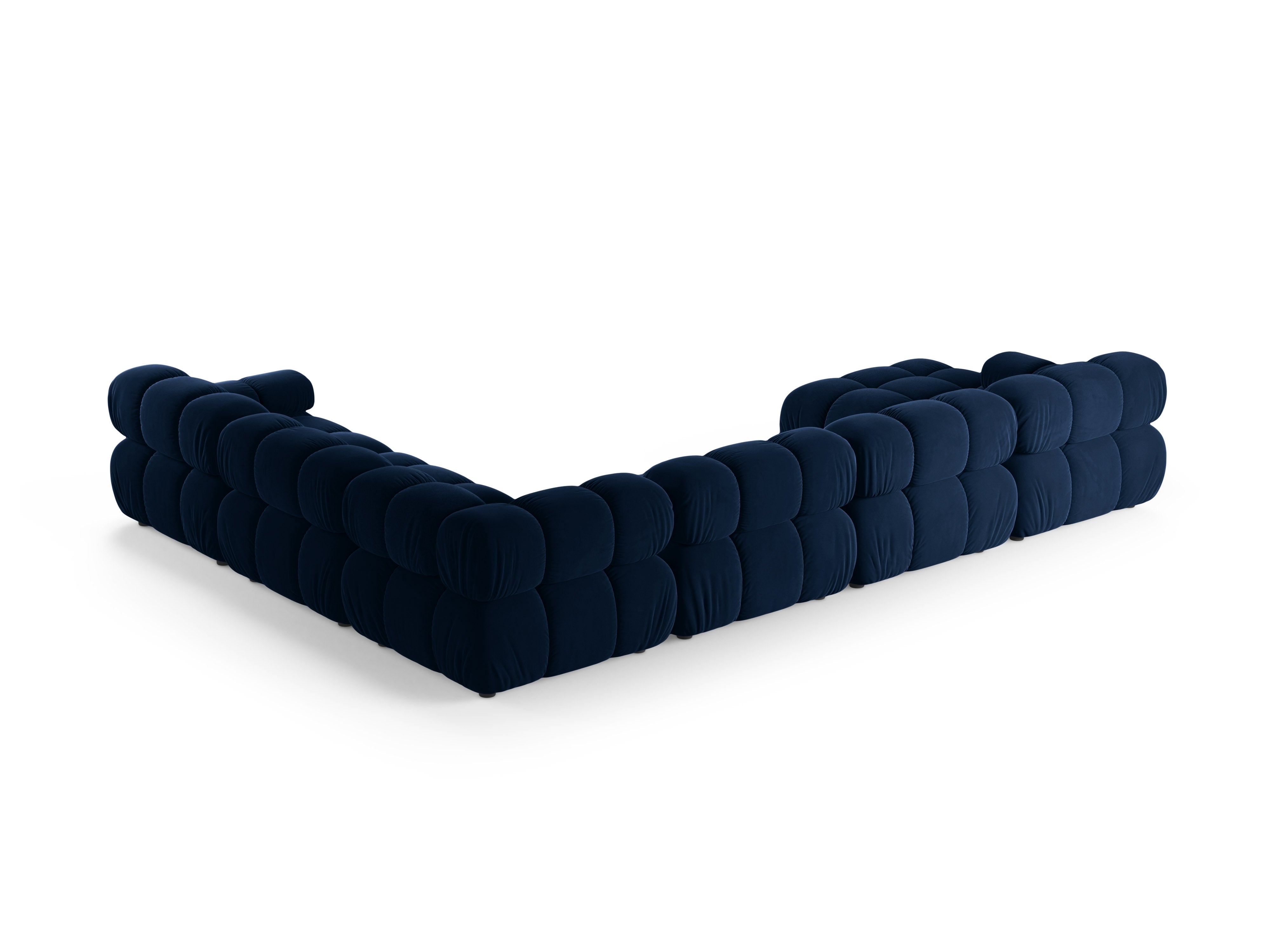 Panoramische fluwelen hoekbank rechts BELLIS in koninklijk blauw