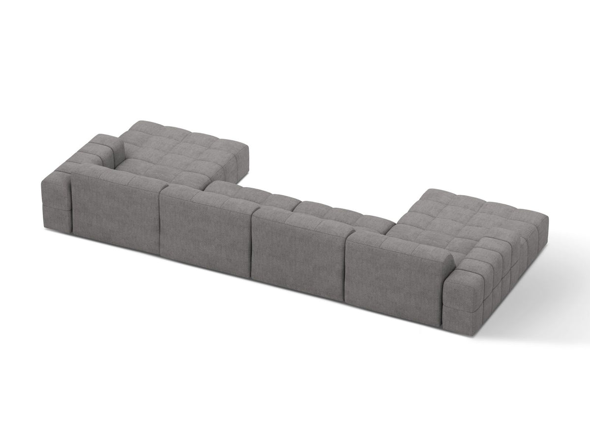 Sofa panoramiczna 6-osobowa JENNIFER jasnoszary szenil – ujęcie tylne