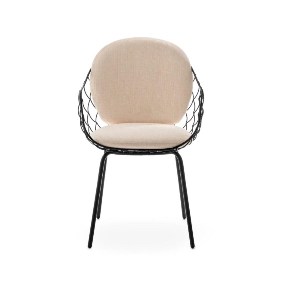 Outdoor chair PIÑA cream with a brown base