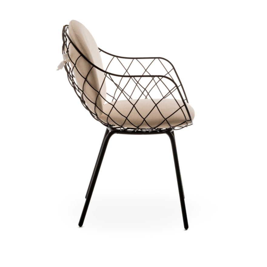 Outdoor chair PIÑA cream with a brown base