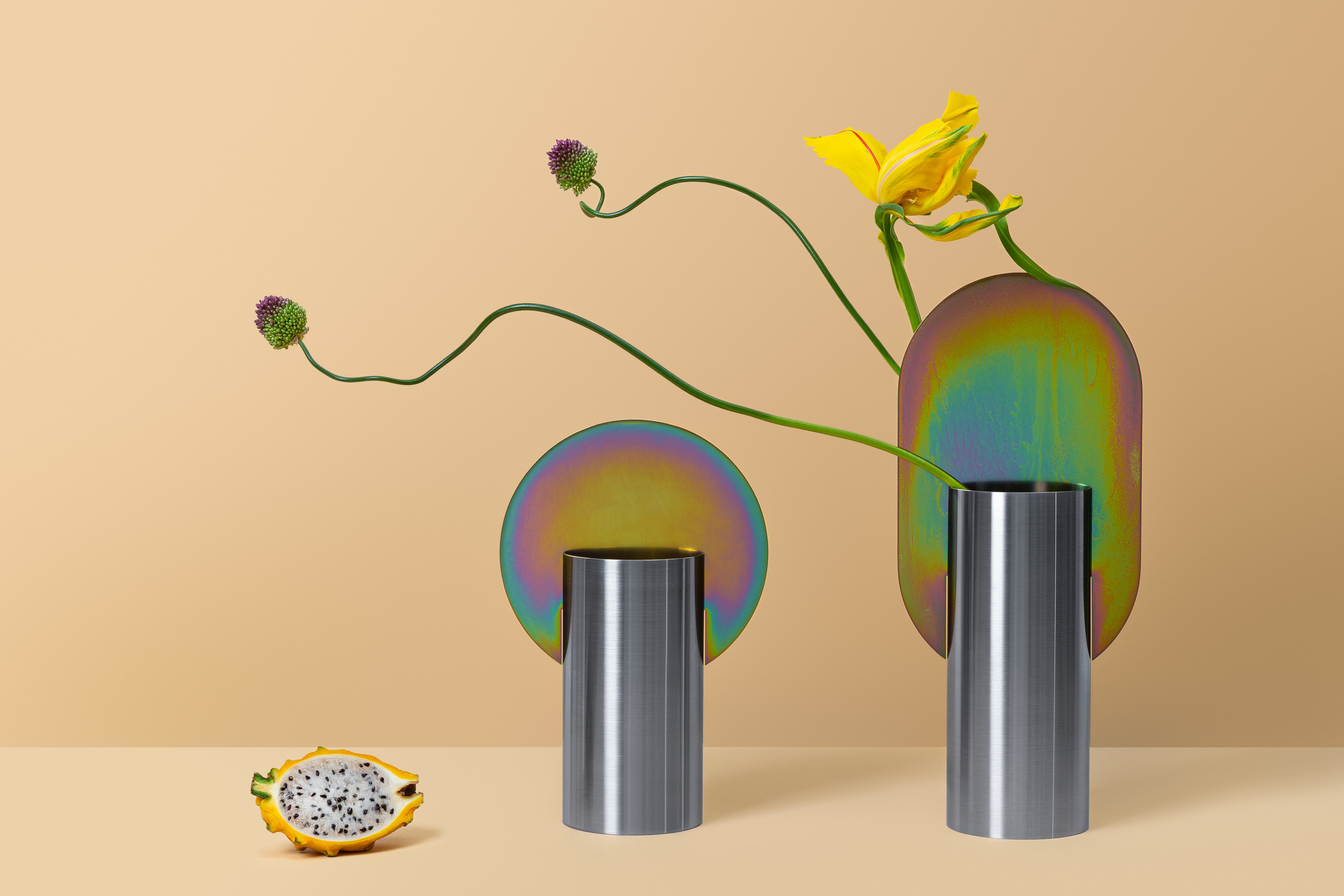 GENKE Vase - NUMBERED EDITION stainless steel with rainbow zinc