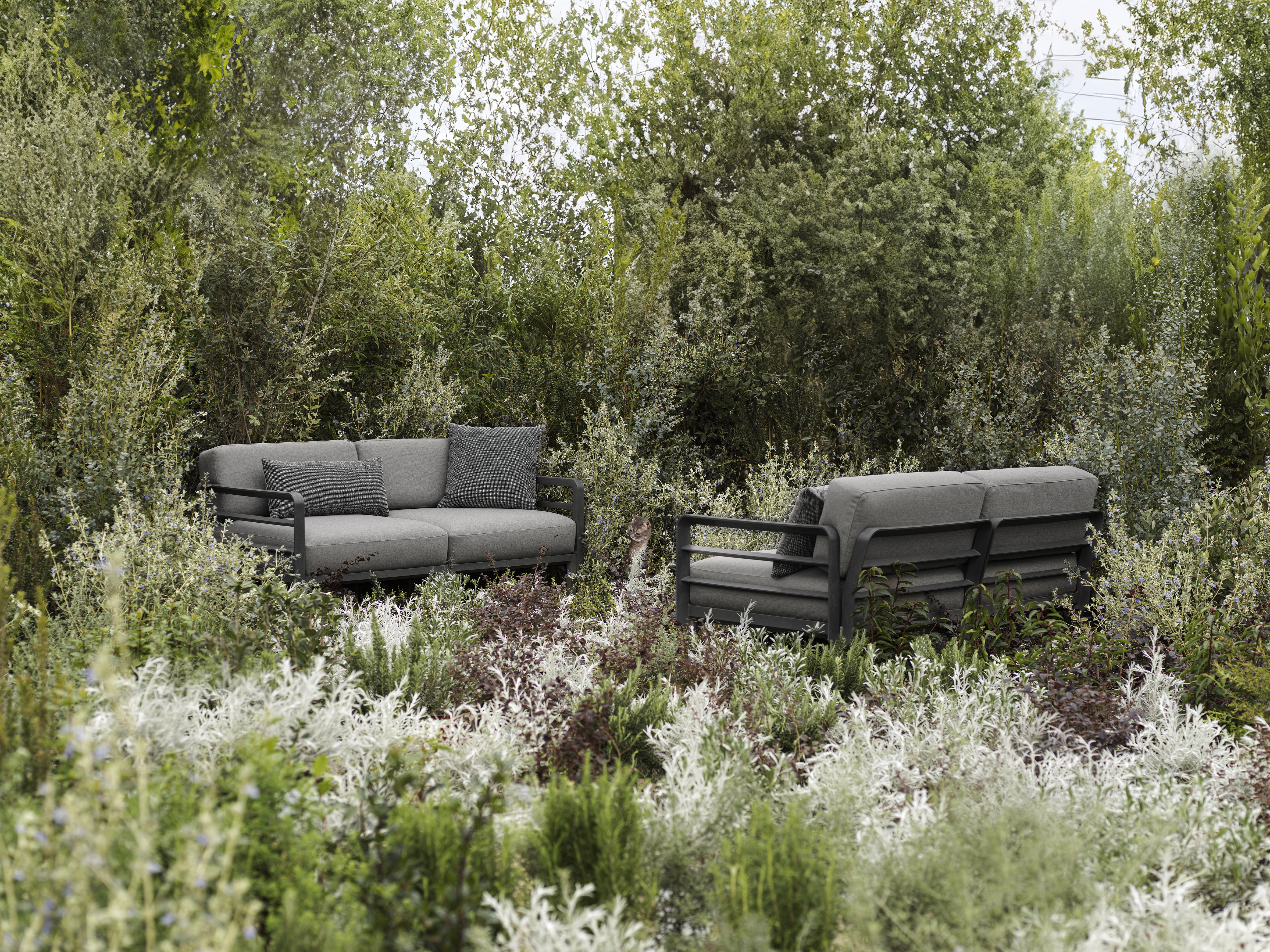 MAXIMO 5 Modular Outdoor Corner Sofa in Thyme Green with Graphite Base