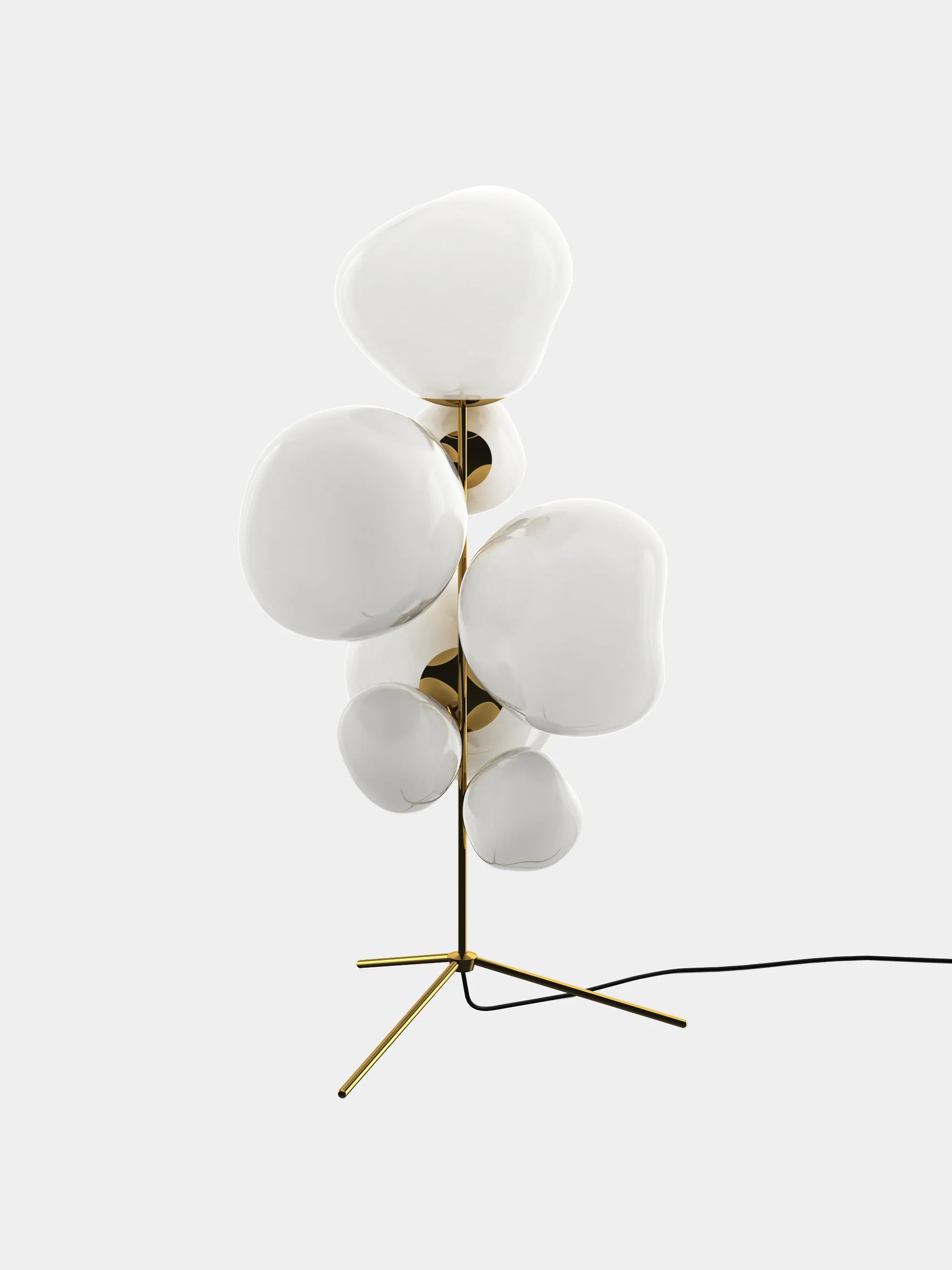 Stehlampe MELT in Opal mit goldener Veredelung