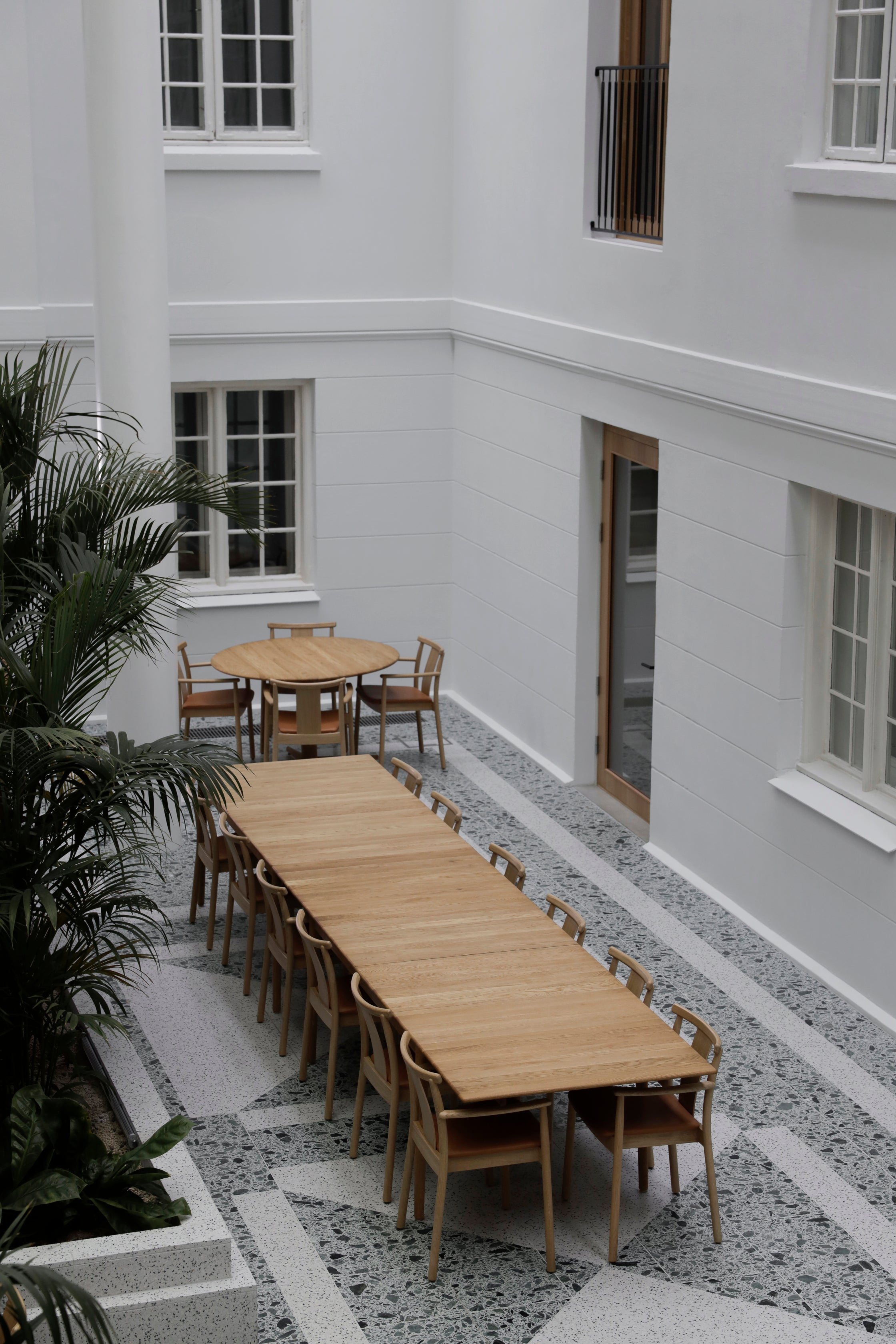 MERKUR chair black oak wood with green seat