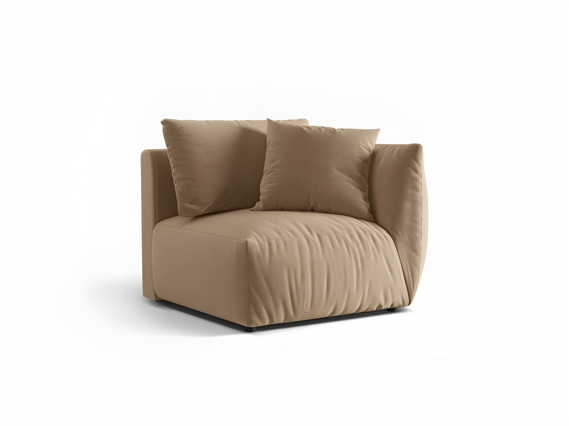 Sofa modułowa aksamitna CHRIS - element prawostronny piaskowy – sosna