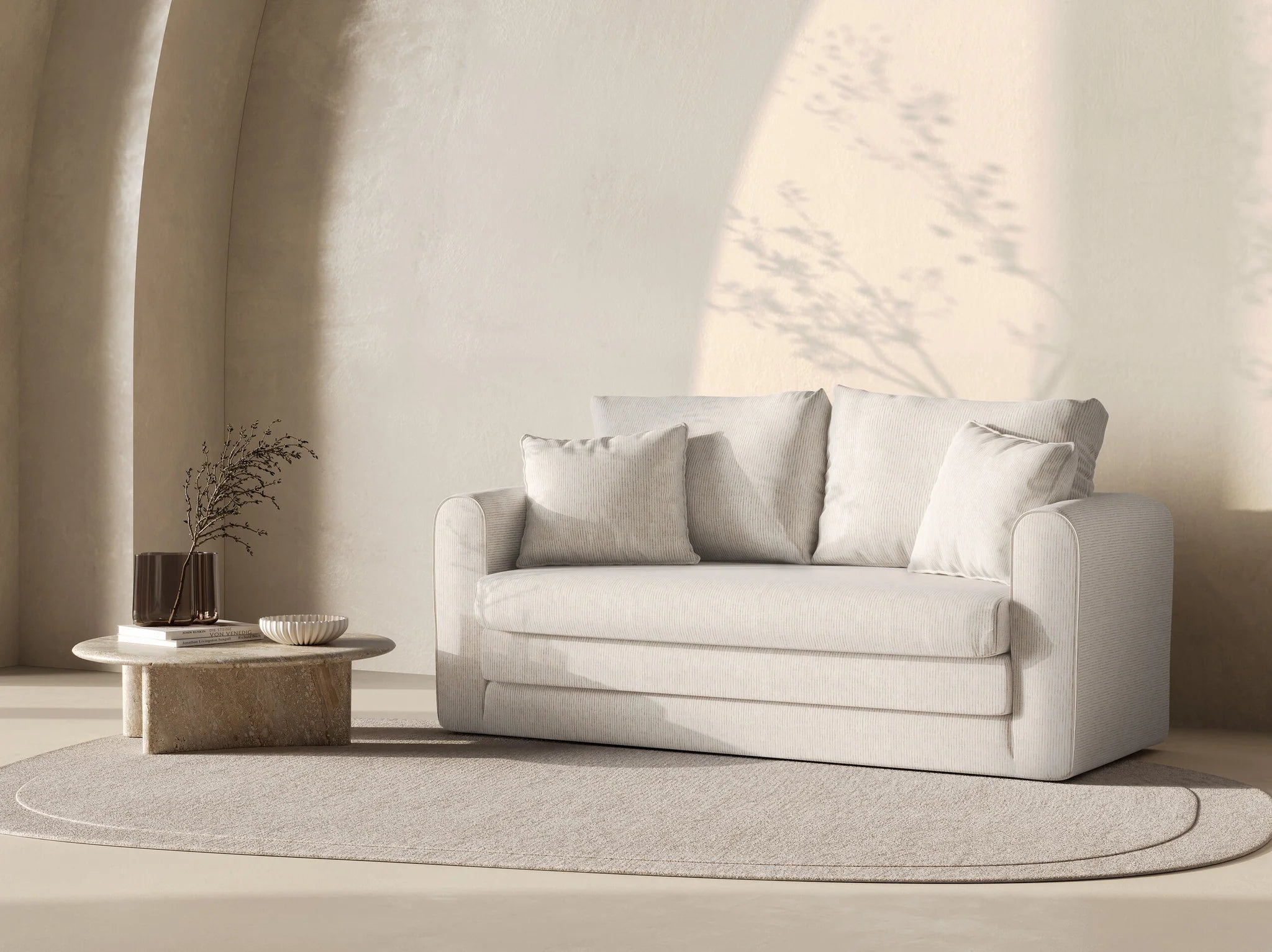 Sofa 2-zits met slaapfunctie LIDO lichtbeige melange