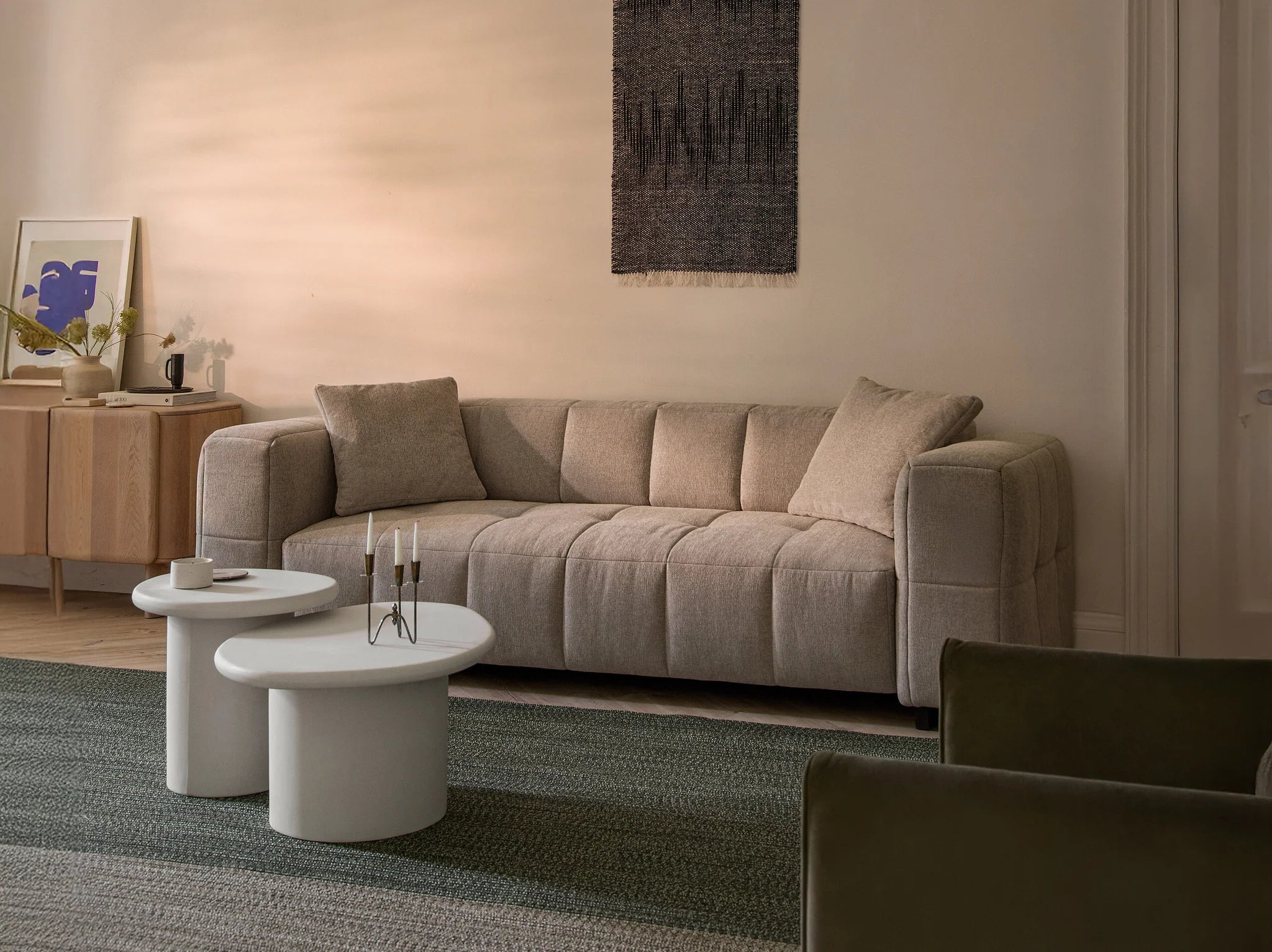 Samt-Ecksofa links mit Schlaffunktion PUMA grau