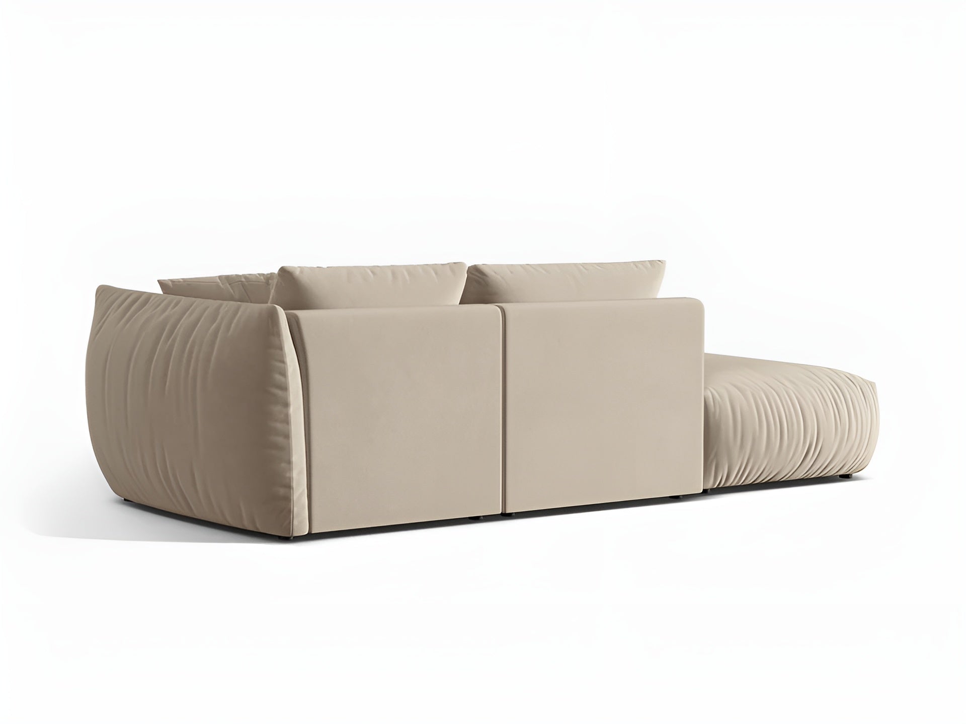 Ecru 3-seater left-facing velvet modular sofa CHRIS