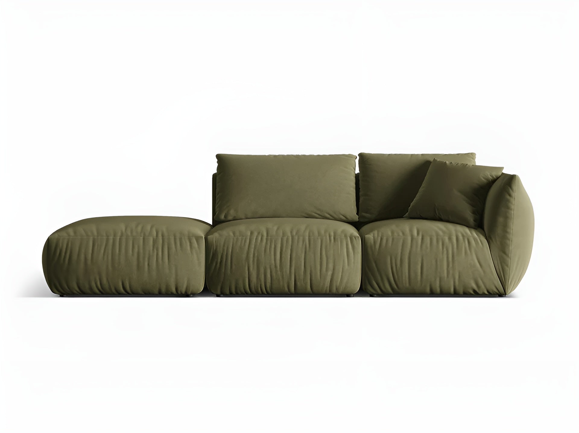 Left-facing 3-seater velvet modular sofa CHRIS light green
