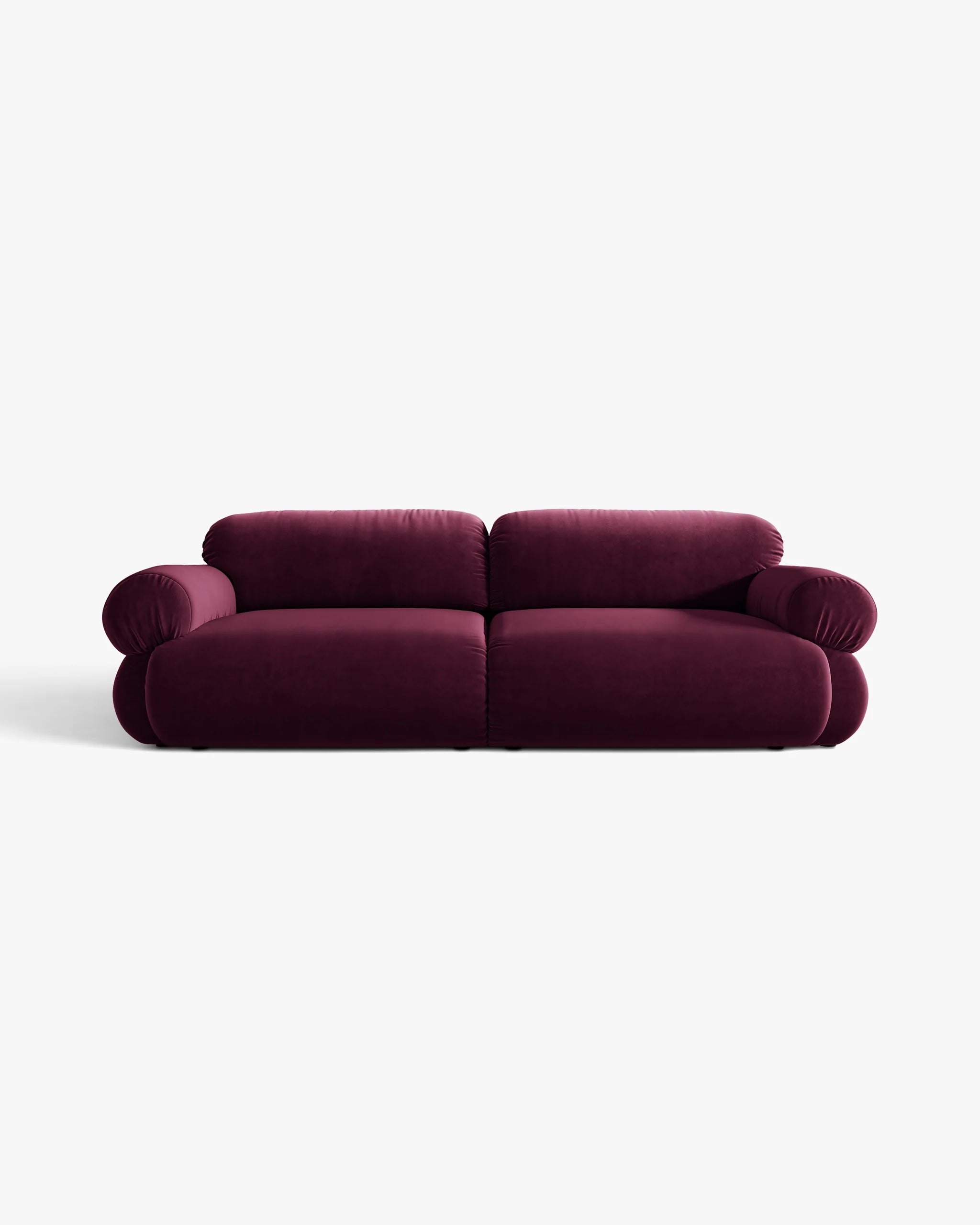 Sofa voor 4 personen van fluweel OPHELIA in bordeauxrood