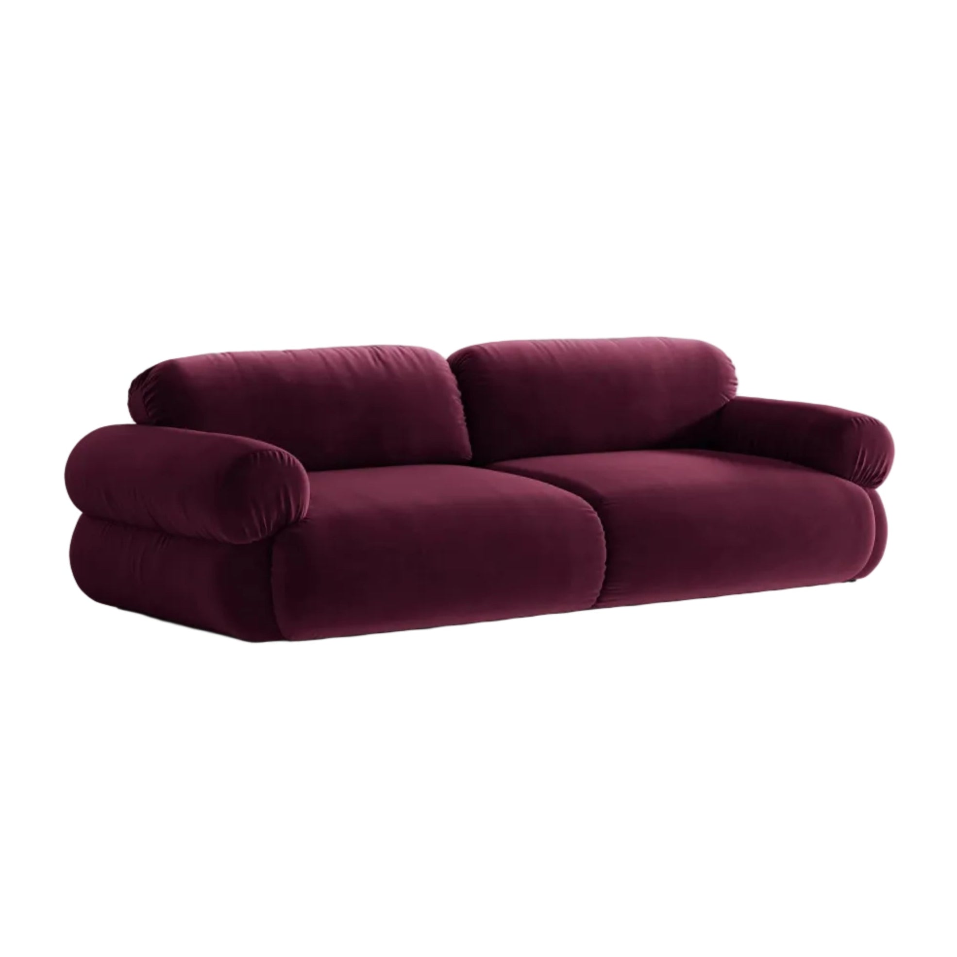 Sofa voor 4 personen van fluweel OPHELIA in bordeauxrood