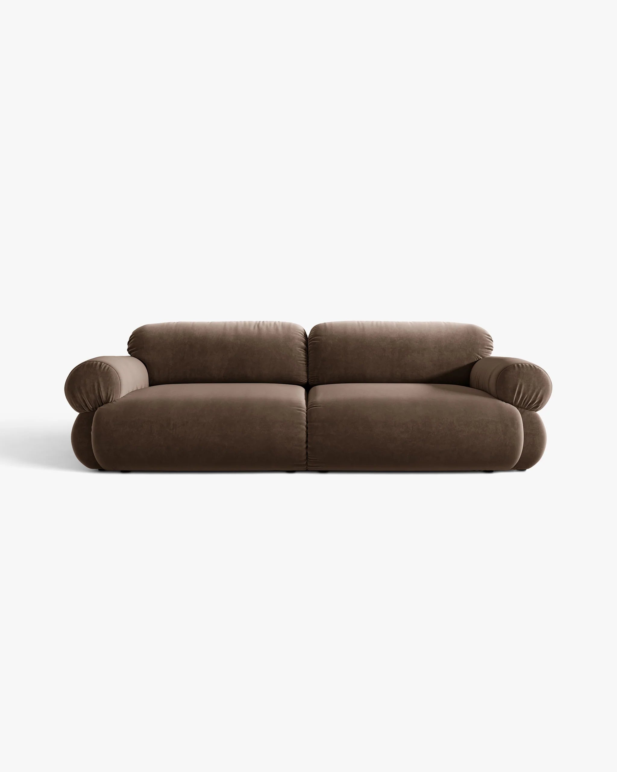 Sofa voor 4 personen van fluweel OPHELIA in chocoladebruin
