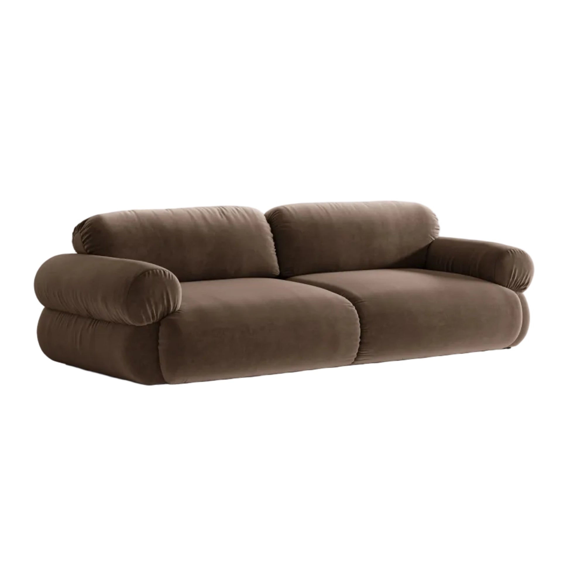 Sofa voor 4 personen van fluweel OPHELIA in chocoladebruin