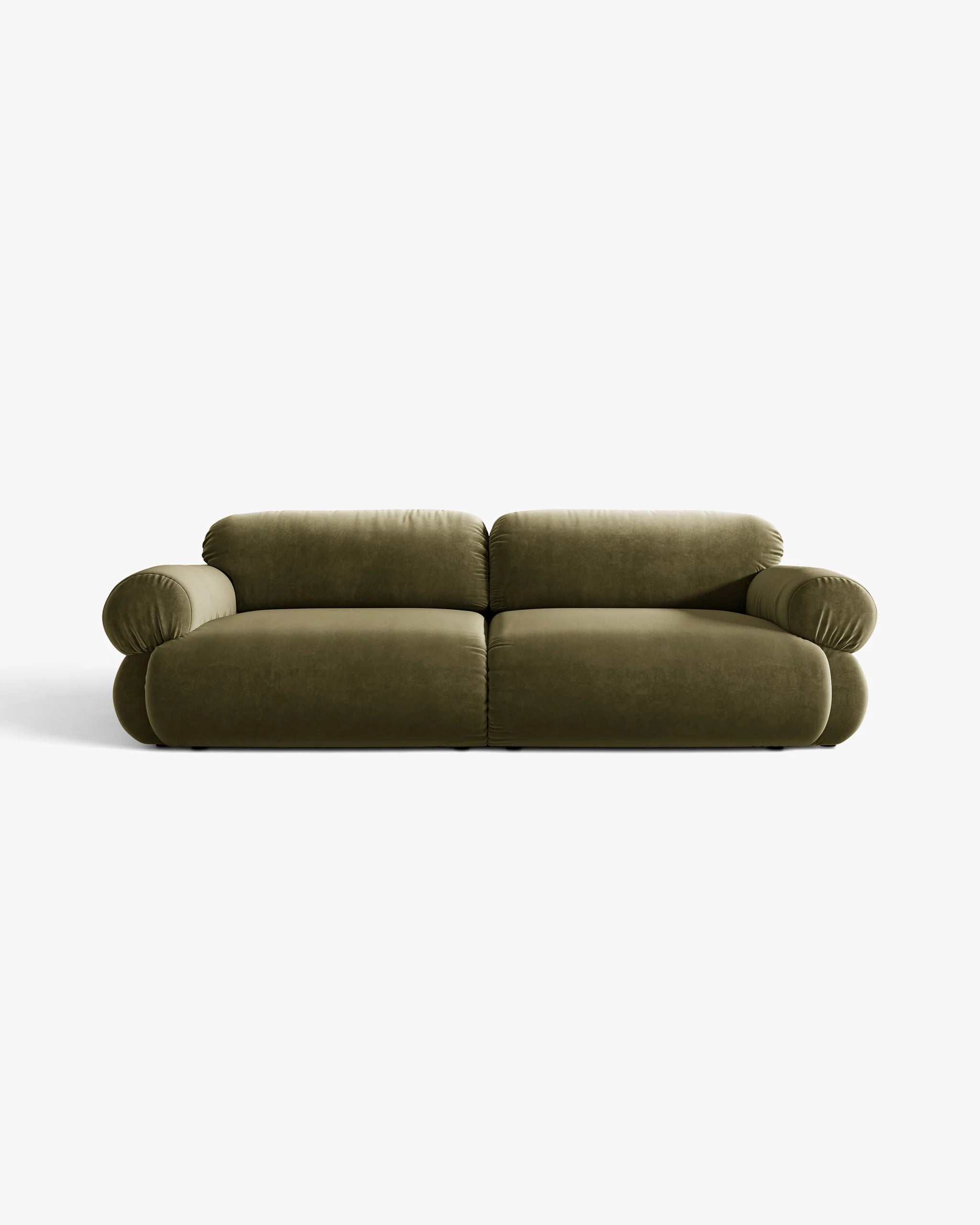 Sofa voor 4 personen, fluwelen OPHELIA in olijfgroen