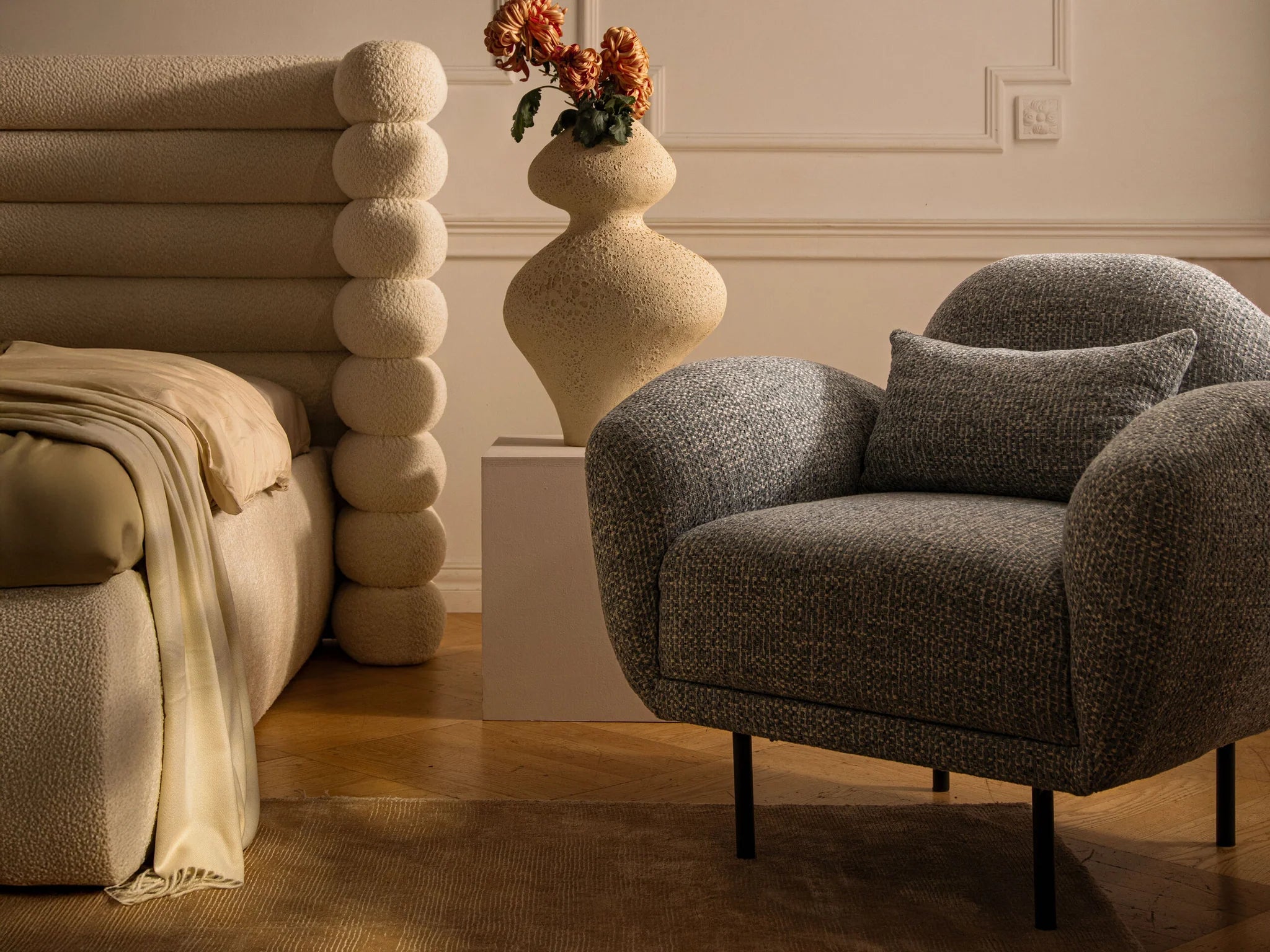 Samt Sessel POPPY ecru