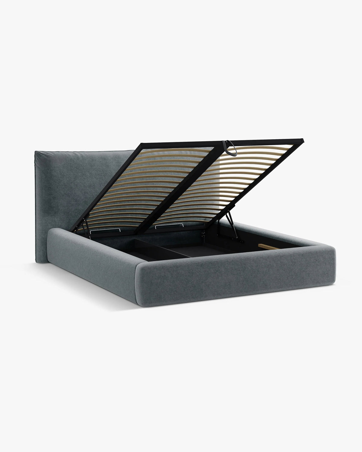 Bed met opbergruimte KAELLE grafietkleurig chenille