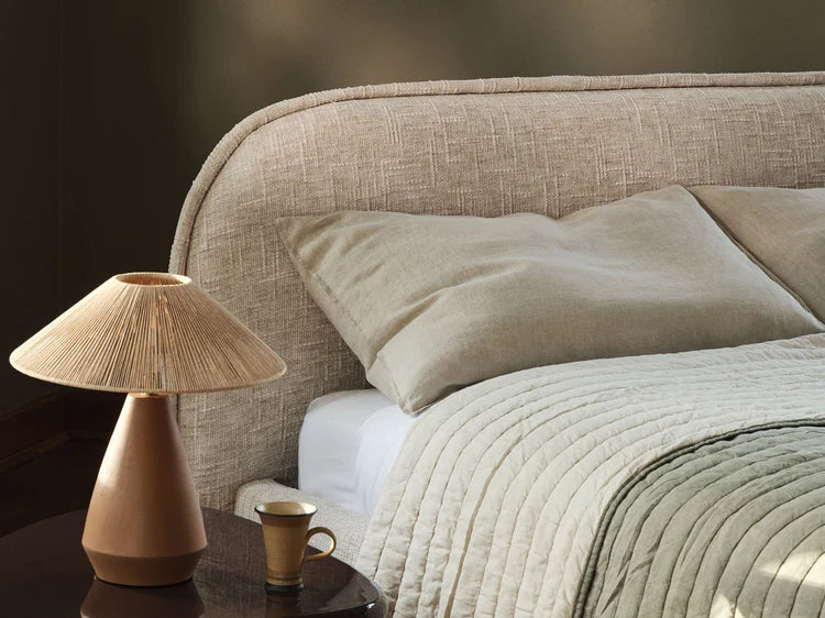 Bett MURADA braun-grauer Melange Chenille