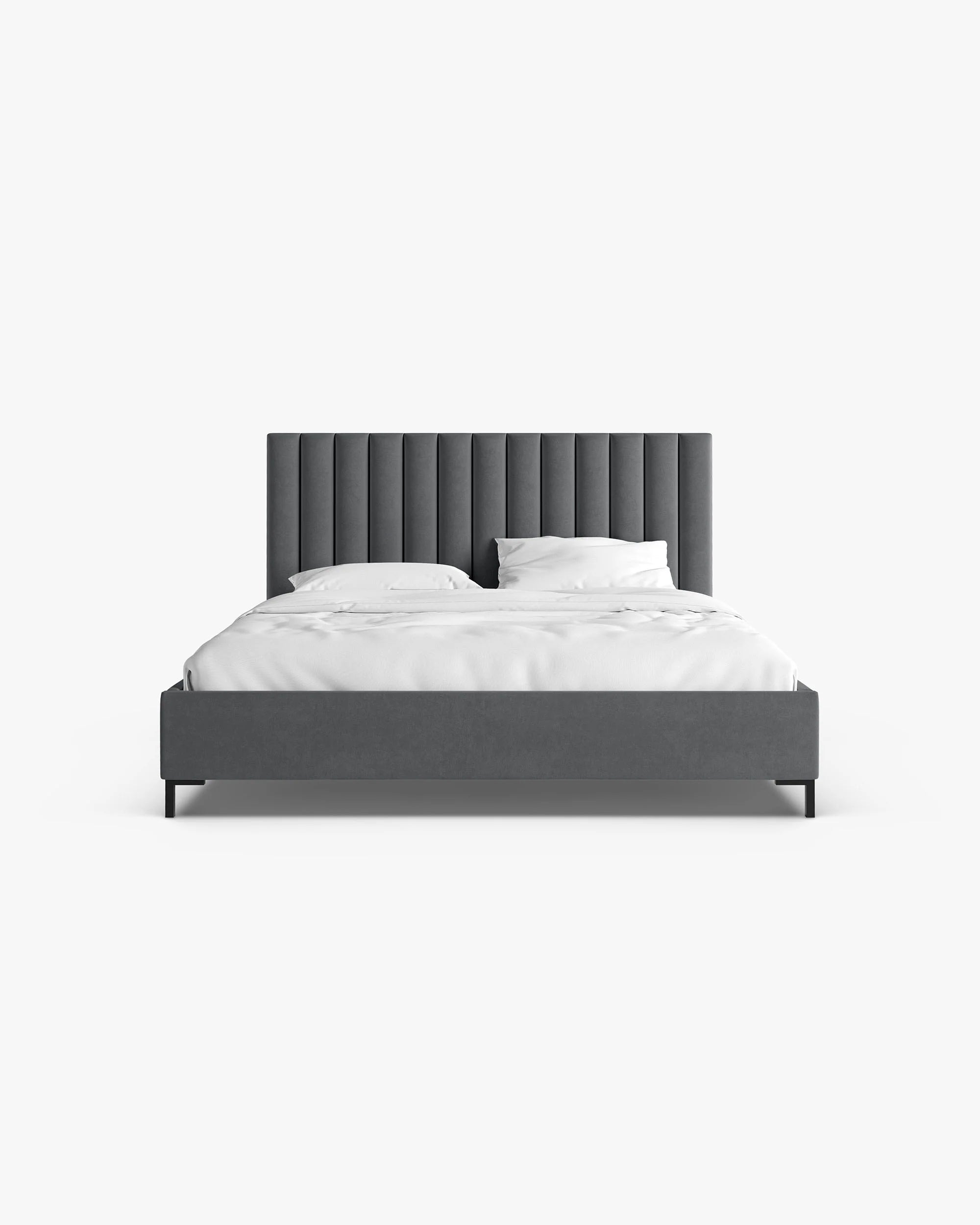 Fluwelen bed met opbergruimte voor beddengoed ALLISON donkergrijs