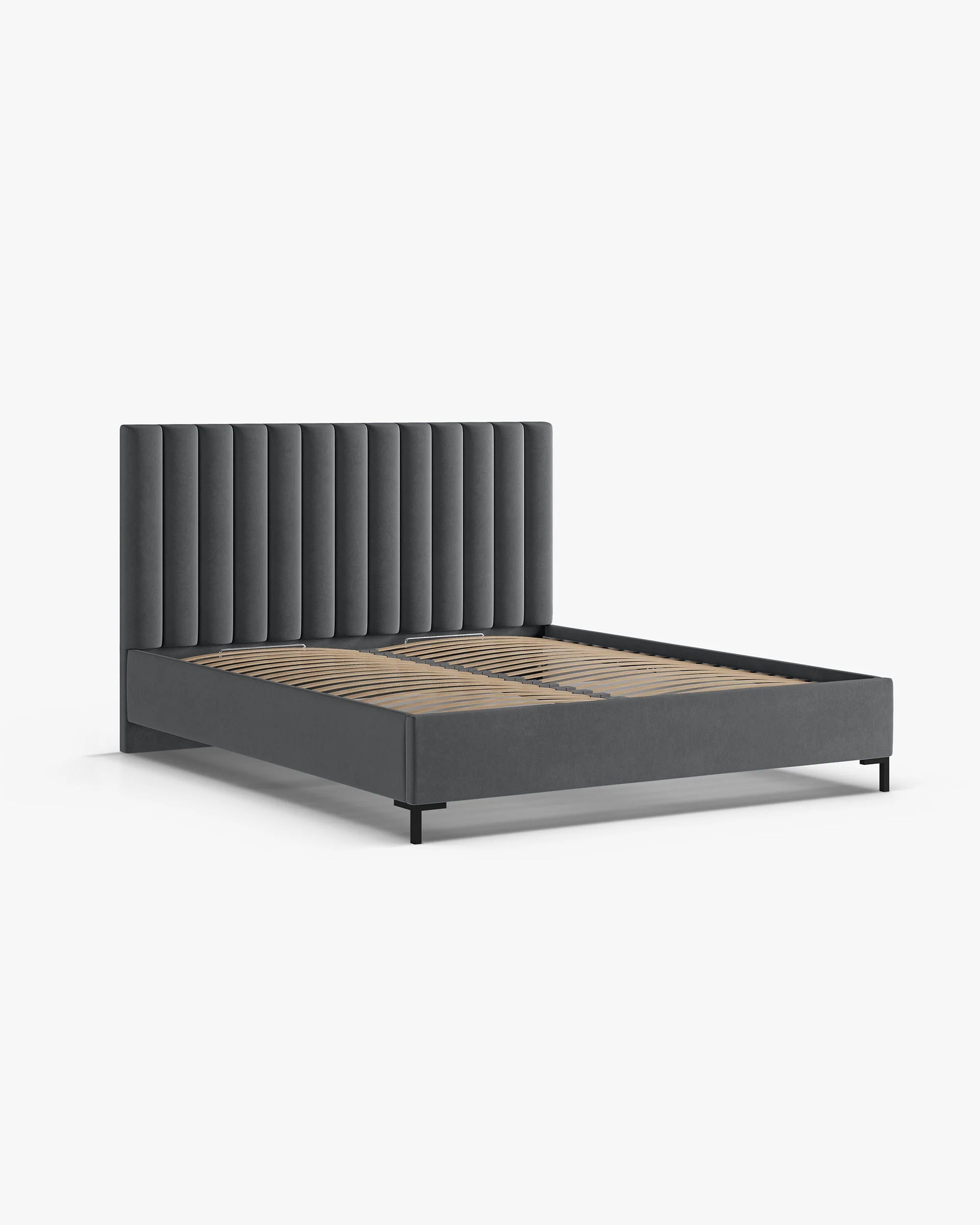 Fluwelen bed met opbergruimte voor beddengoed ALLISON donkergrijs