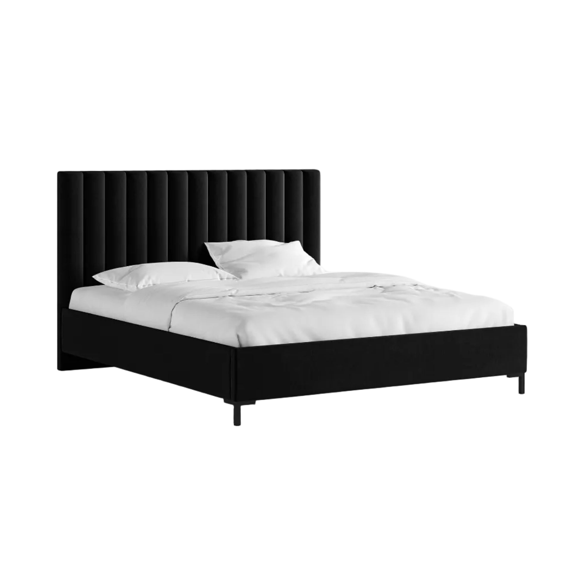 Velours bed met opbergruimte voor beddengoed ALLISON zwart