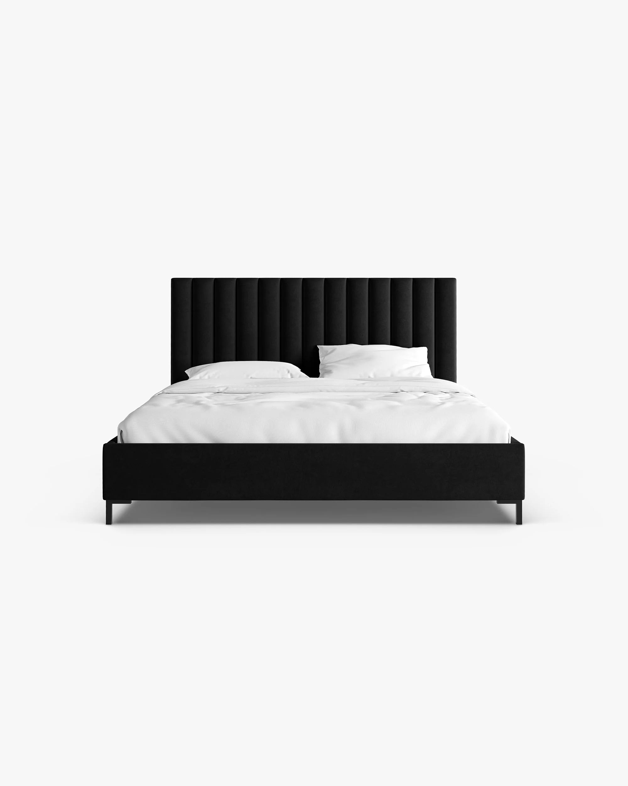 Velours bed met opbergruimte voor beddengoed ALLISON zwart