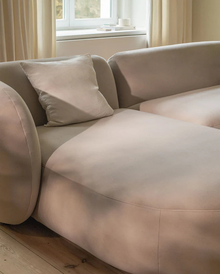 Symmetrische fluwelen hoekbank KATE terracotta