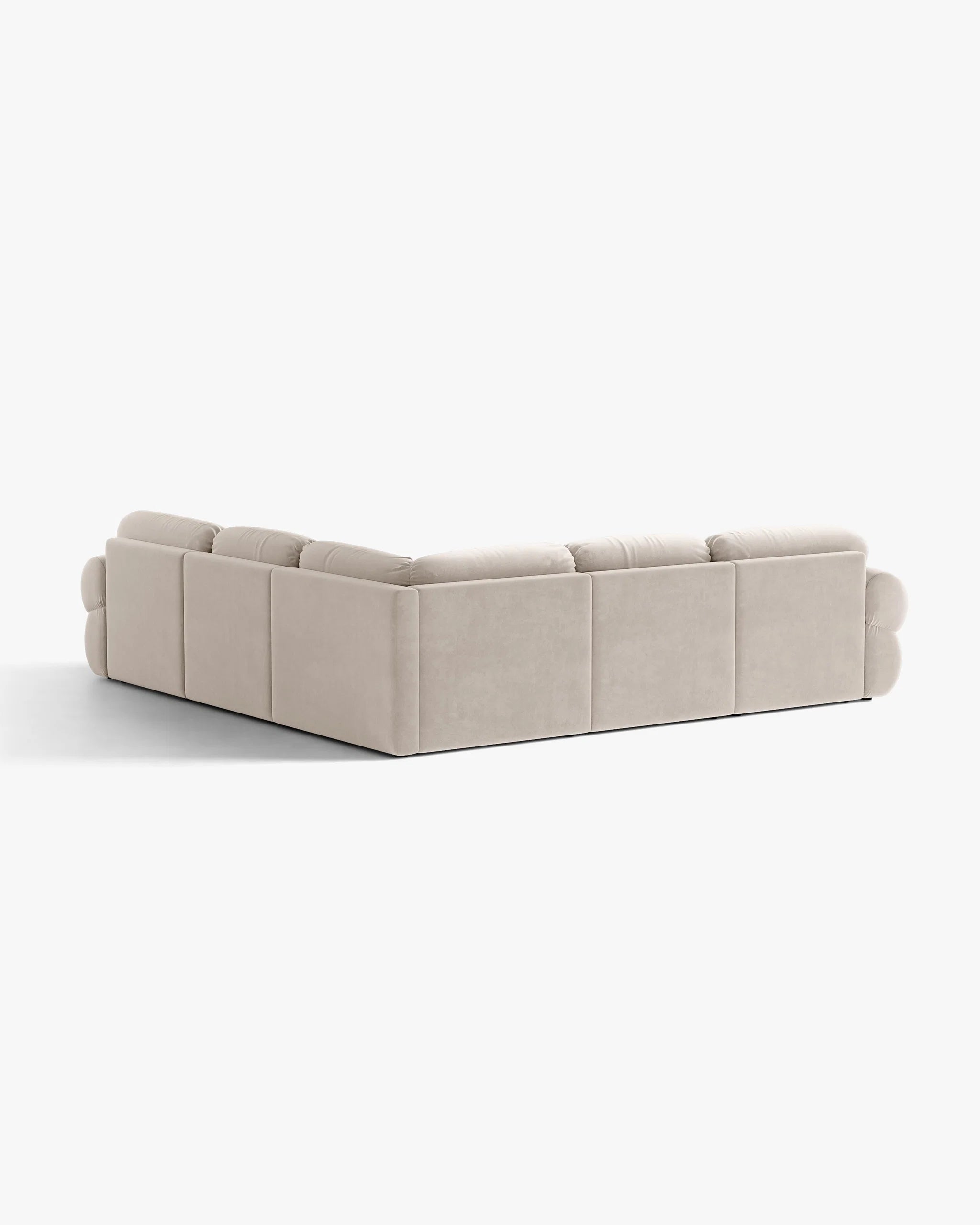 Symmetrische fluwelen hoekbank OPHELIA beige