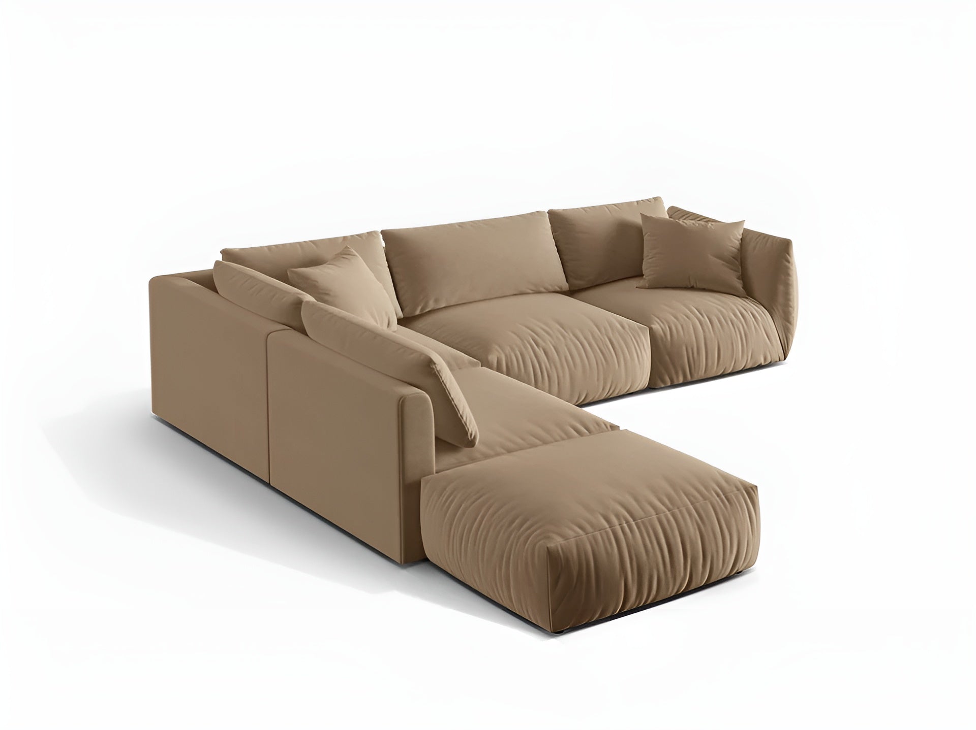 Modulares Samtsofa für 4 Personen, linksseitig, CHRIS, sandfarben