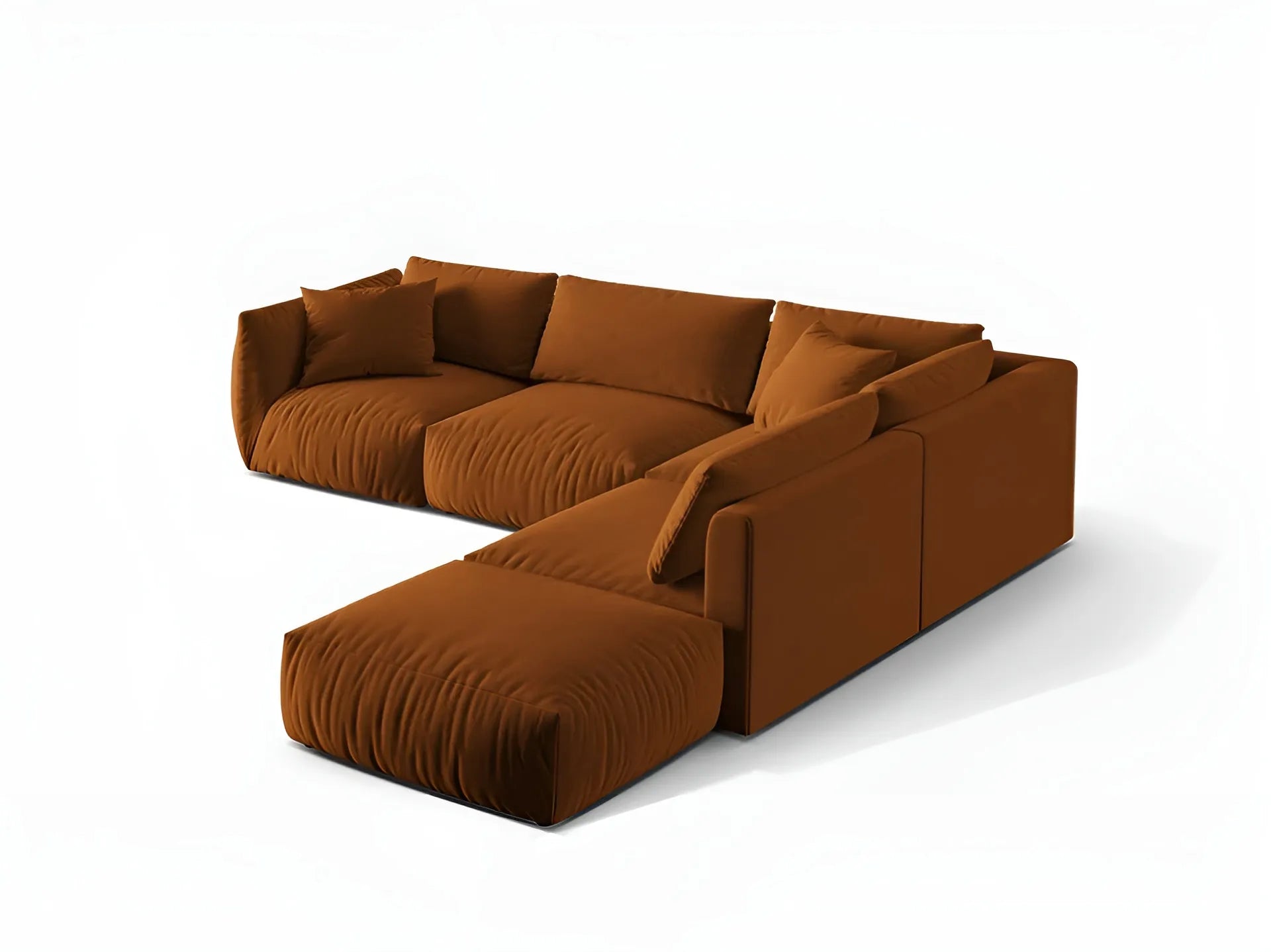 Modular velvet corner sofa for 4 people right-facing CHRIS terracotta