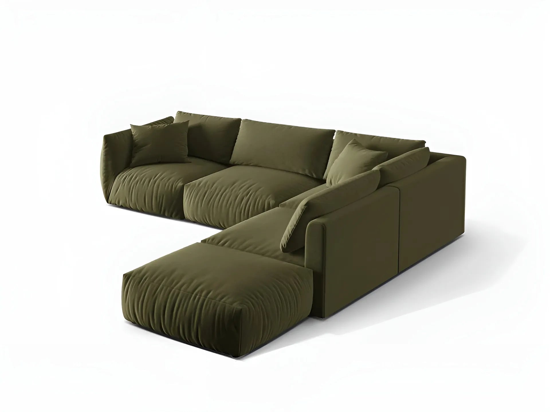 Modular velvet corner sofa for 4 people right-facing CHRIS light green
